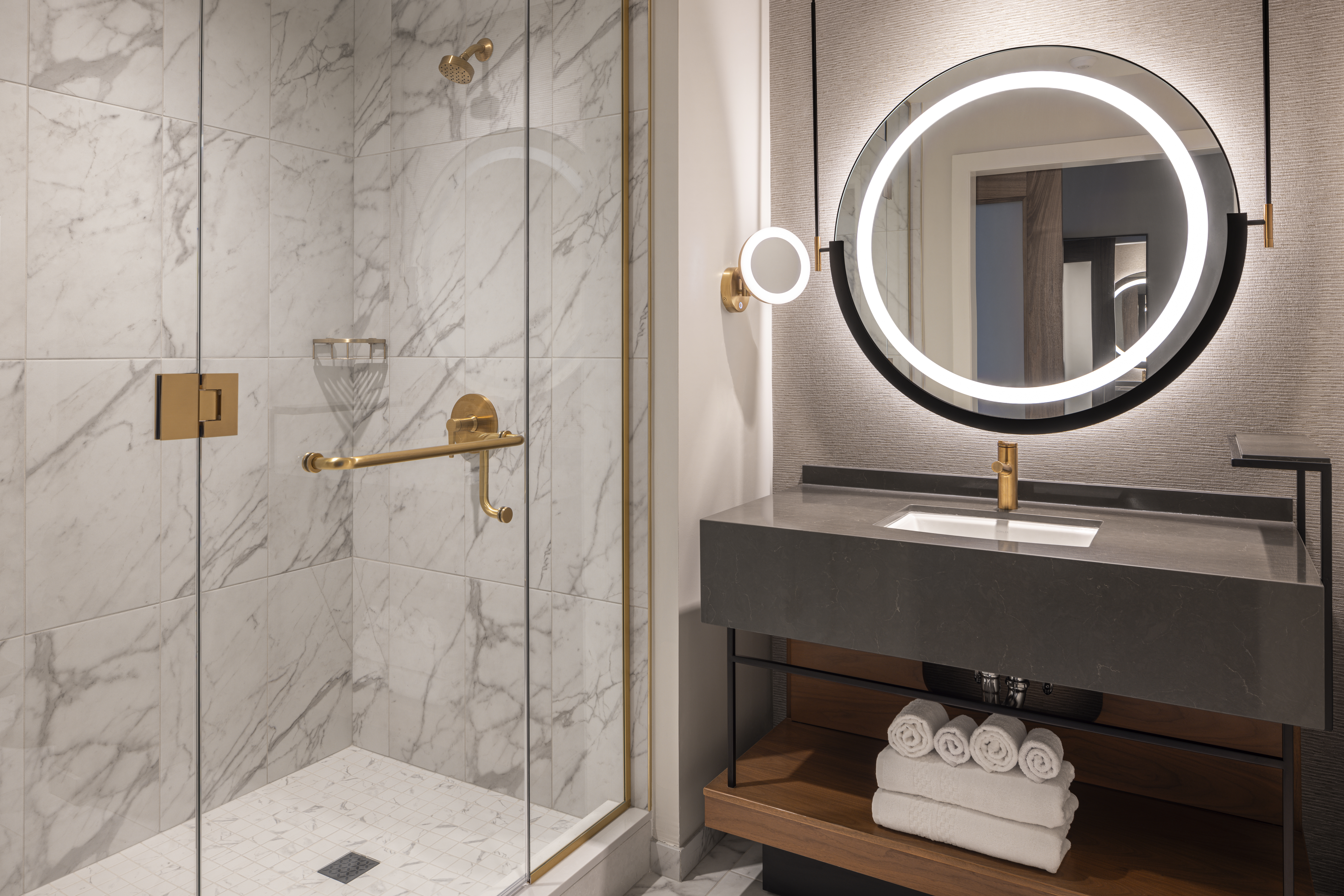 Guest room bath at the Caesars Virginia in Danville, Virginia