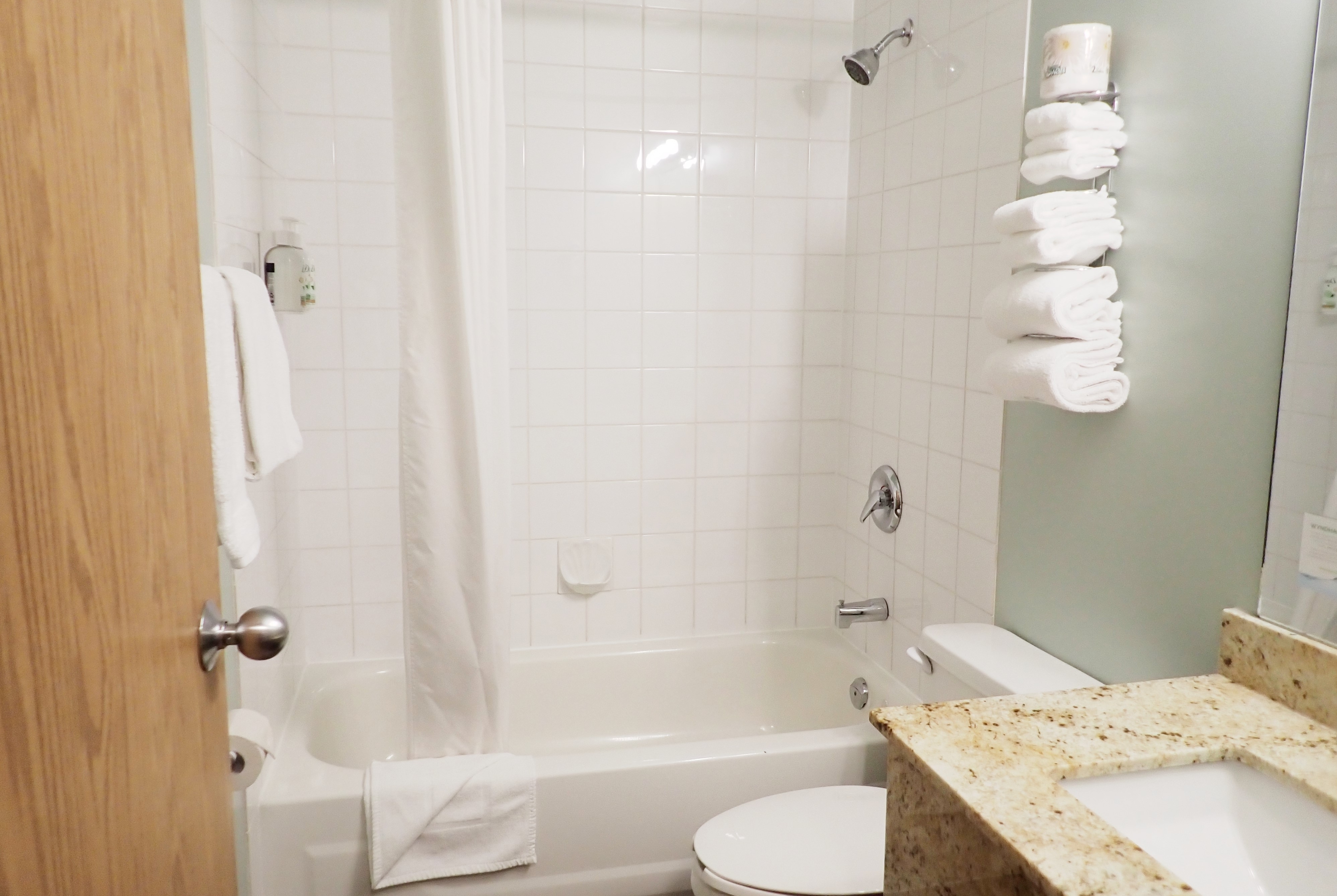 Guest room bath at the Days Inn by Wyndham Taber in Taber, Alberta