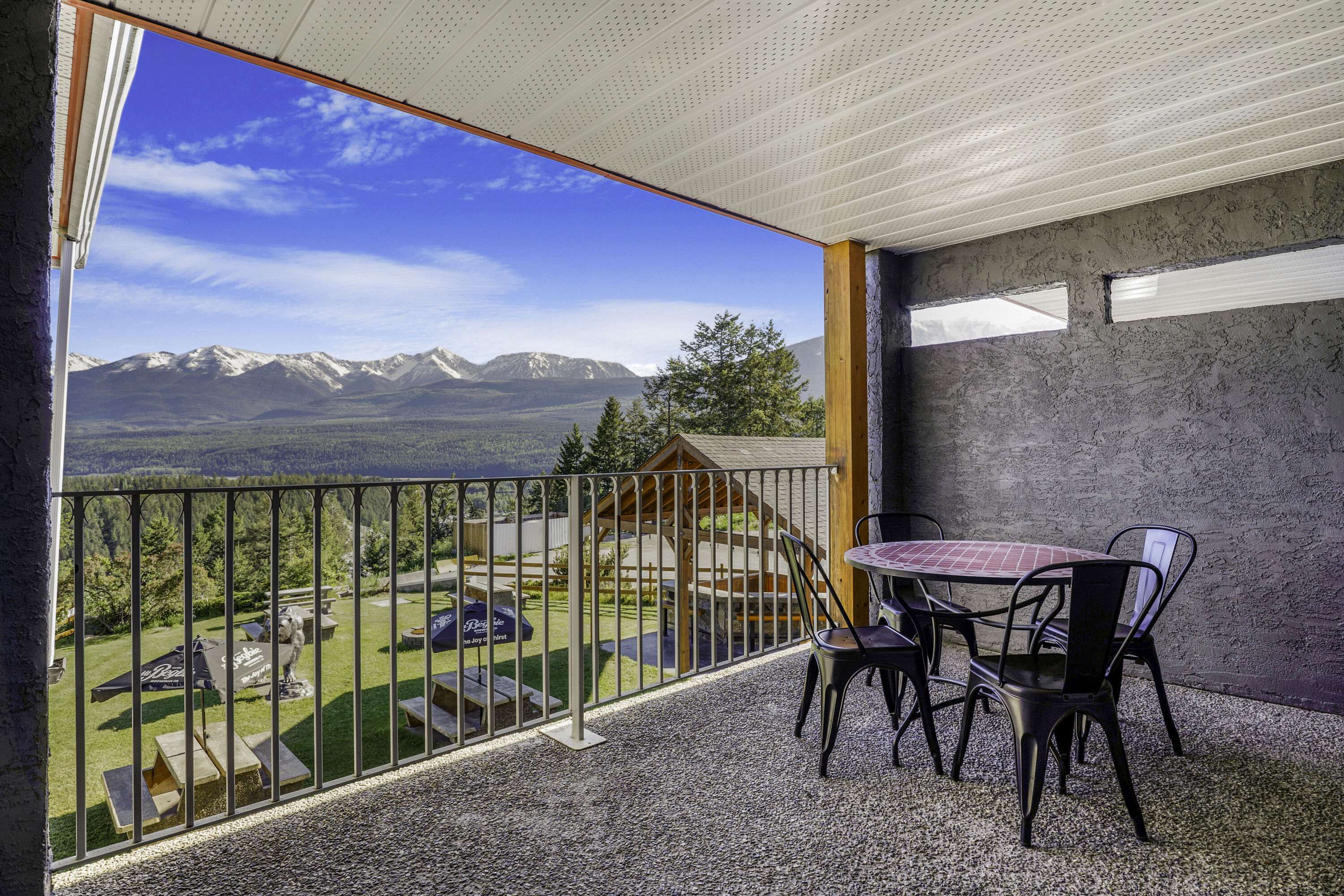 Guest room patio at the Days Inn by Wyndham Golden in Golden, British Columbia