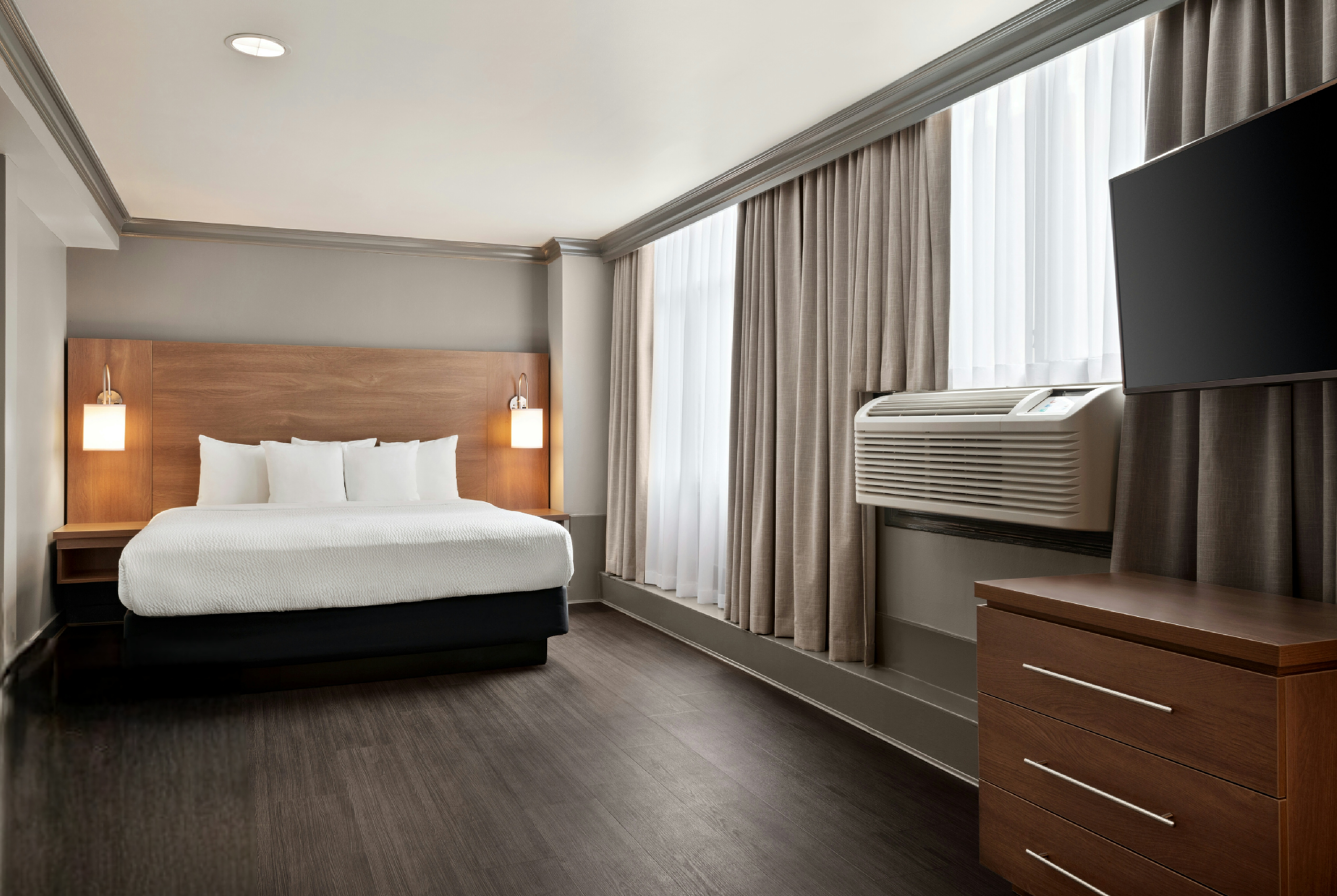 Guest room at the Days Inn by Wyndham Vancouver Downtown in Vancouver, British Columbia