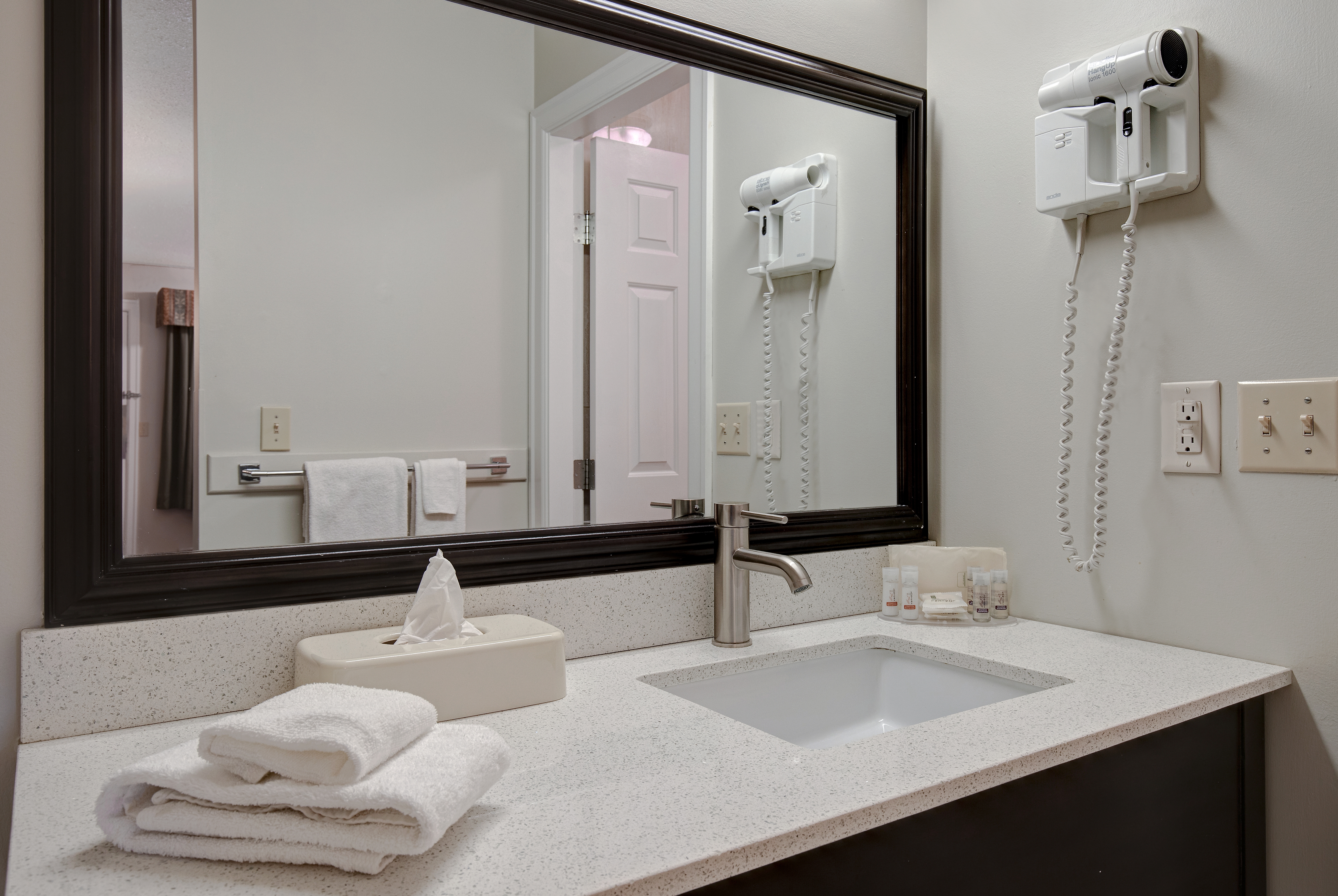 Guest room bath at the Days Inn by Wyndham Vernon in Vernon, British Columbia