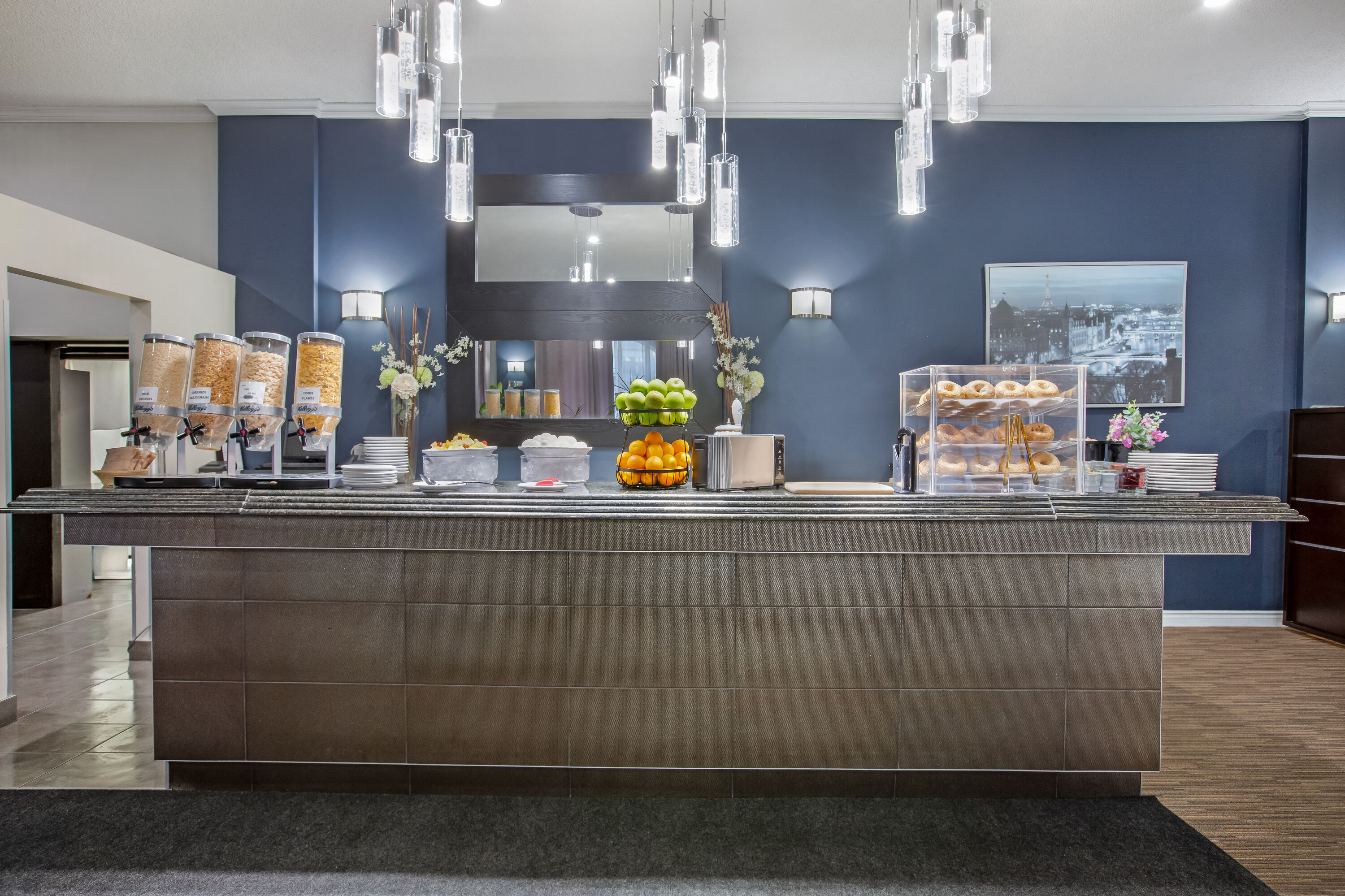 Days Inn by Wyndham Montreal Airport Conference Centre restaurant breakfast area close up in Montreal, Quebec