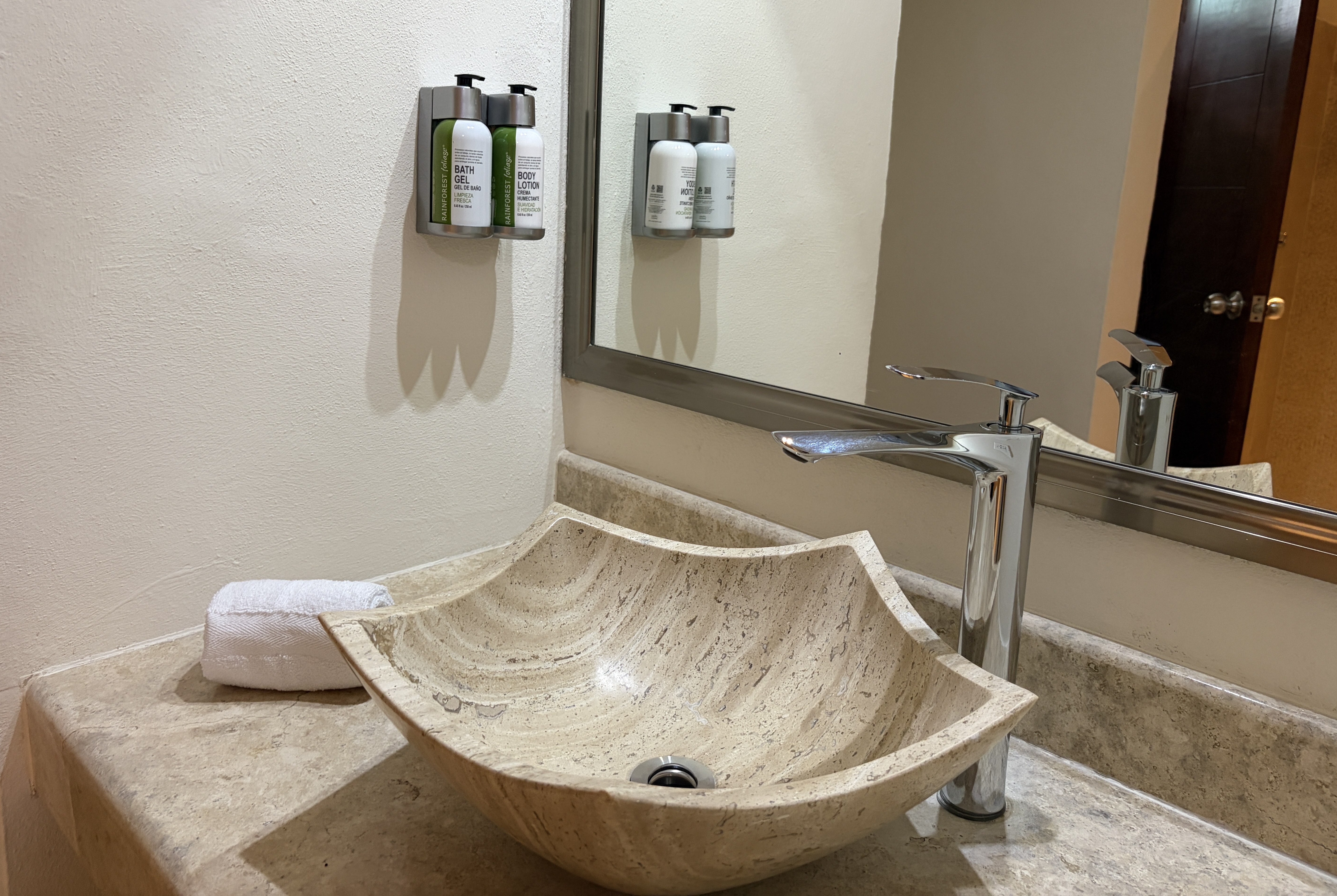 Guest room bath at the Days Inn by Wyndham Playa del Carmen in Playa del Carmen, Other than US/Canada