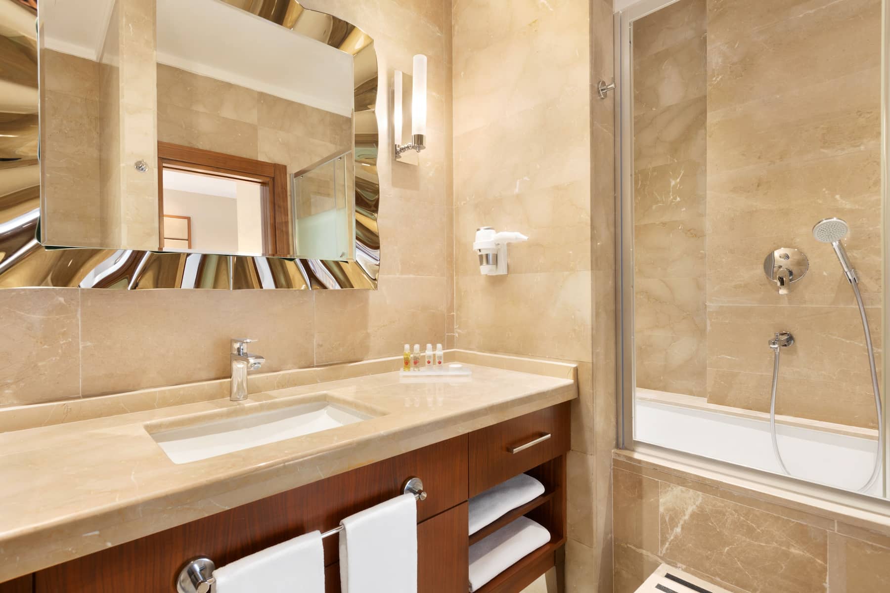 Guest room bath at the Days Hotel by Wyndham Istanbul Maltepe in Istanbul, Other than US/Canada