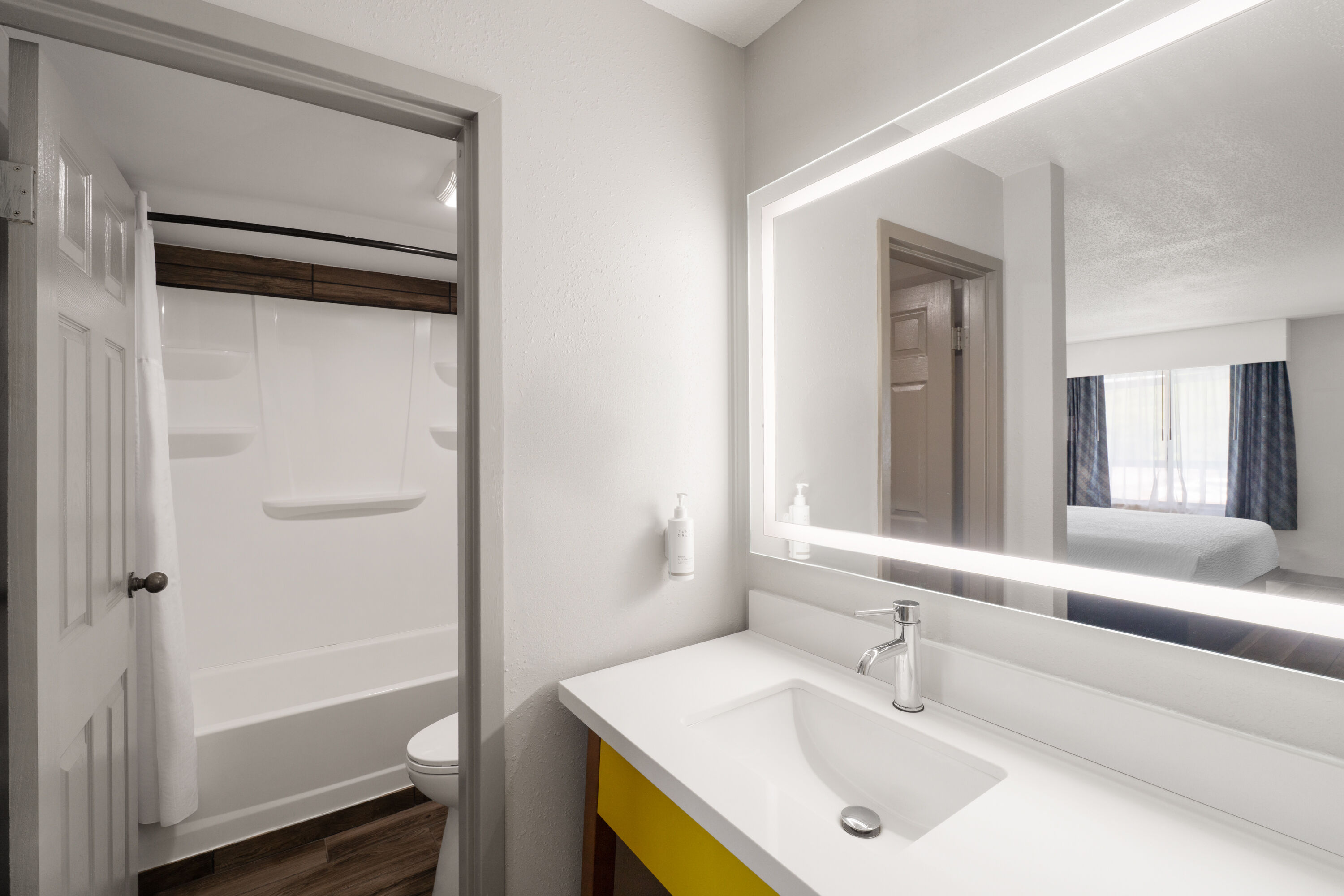 Guest room bath at the Days Inn by Wyndham Clanton AL in Clanton, Alabama