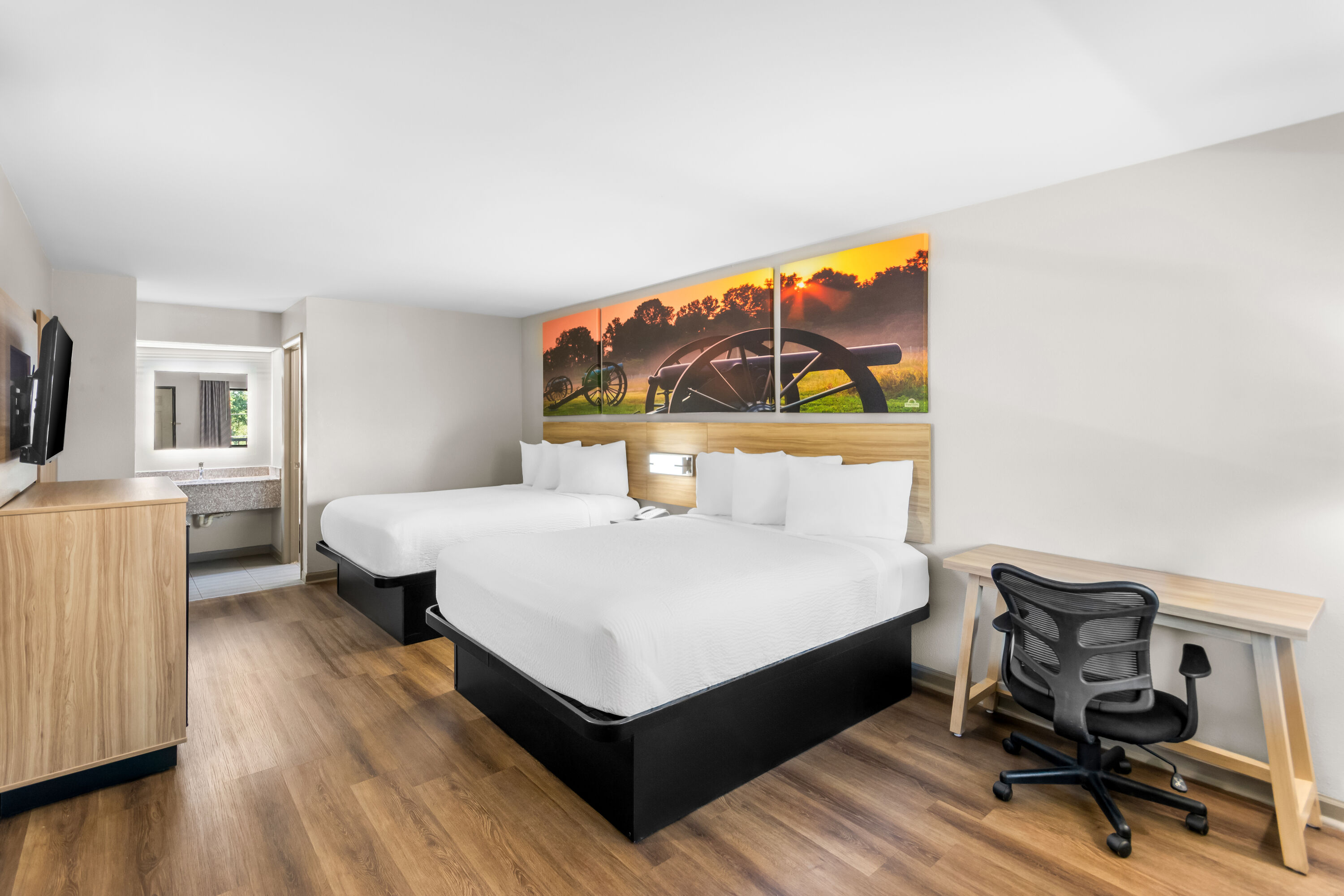 Double bed guest room at the Days Inn by Wyndham Enterprise in Enterprise, Alabama