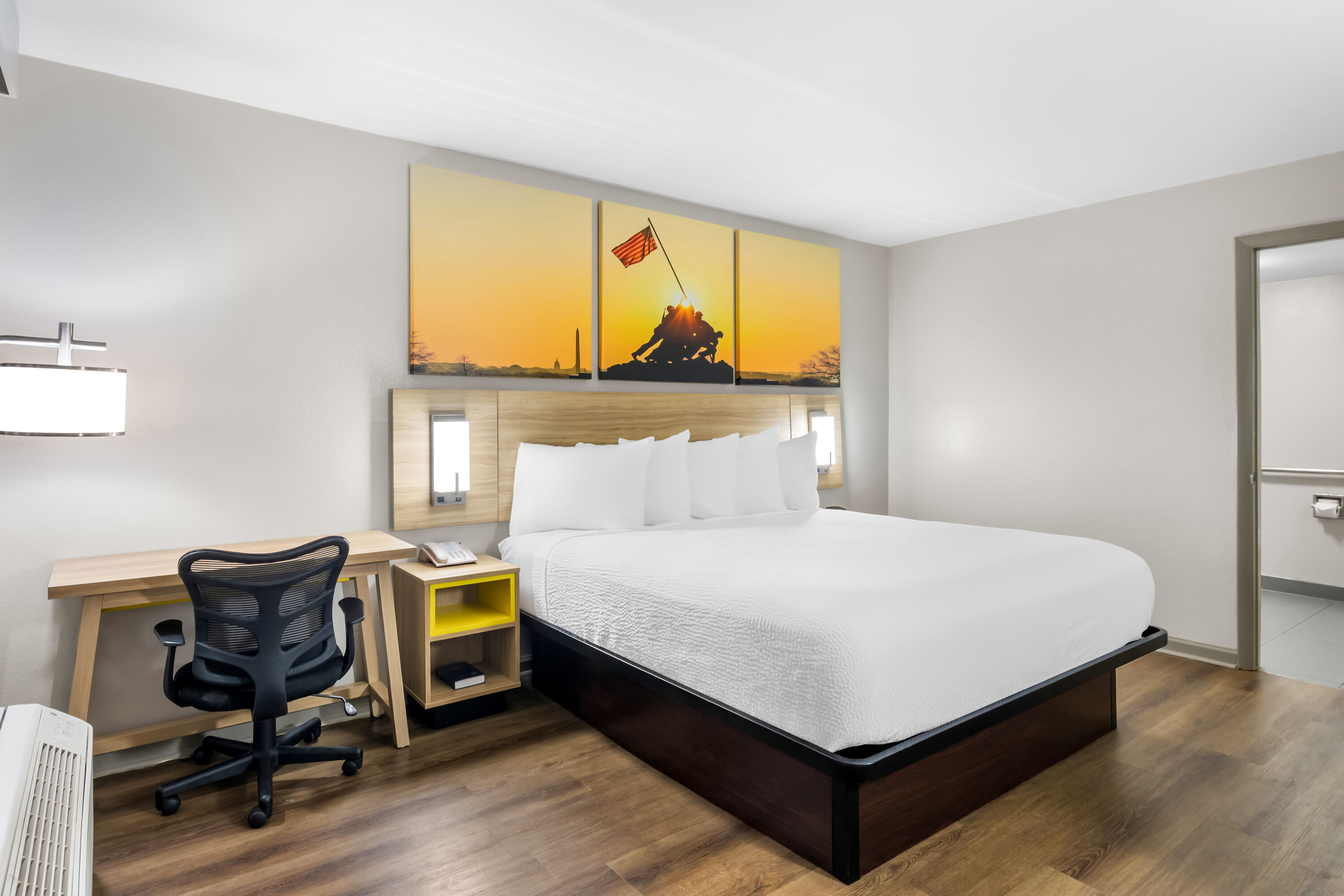 King bed guest room at the Days Inn by Wyndham Enterprise in Enterprise, Alabama