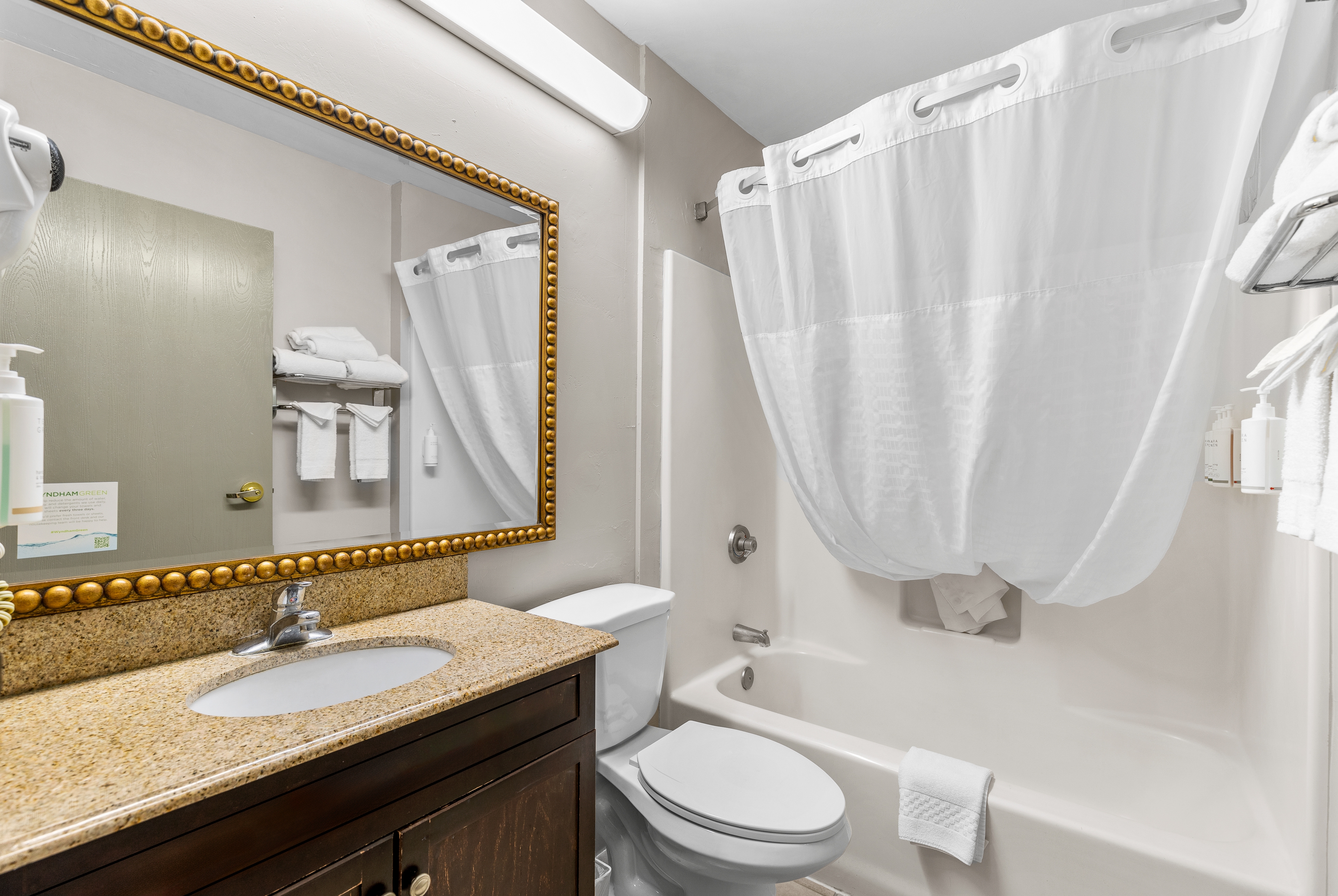 Guest room bath at the Days Inn by Wyndham Camp Verde Arizona in Camp Verde, Arizona