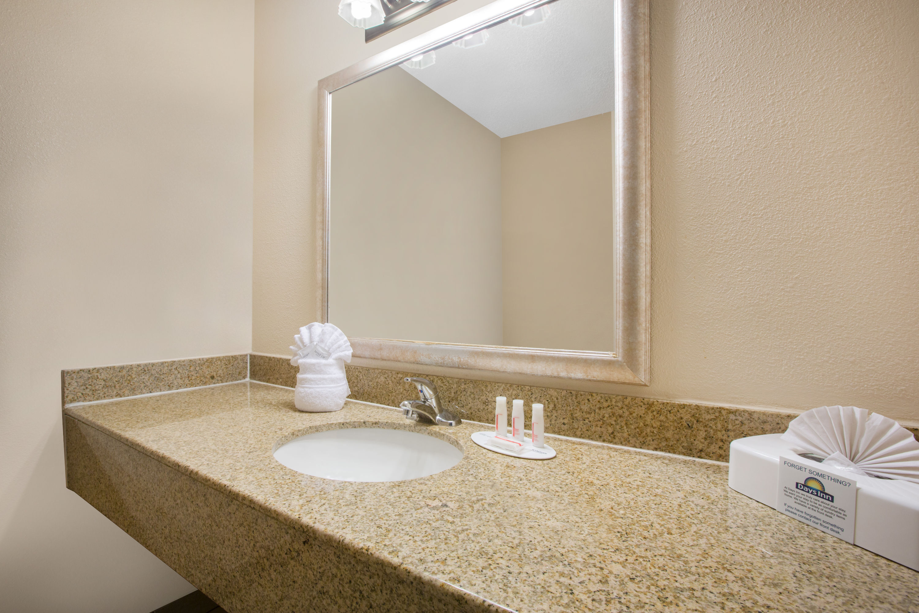 Guest room bath at the Days Inn by Wyndham Lake Havasu in Lake Havasu City, Arizona