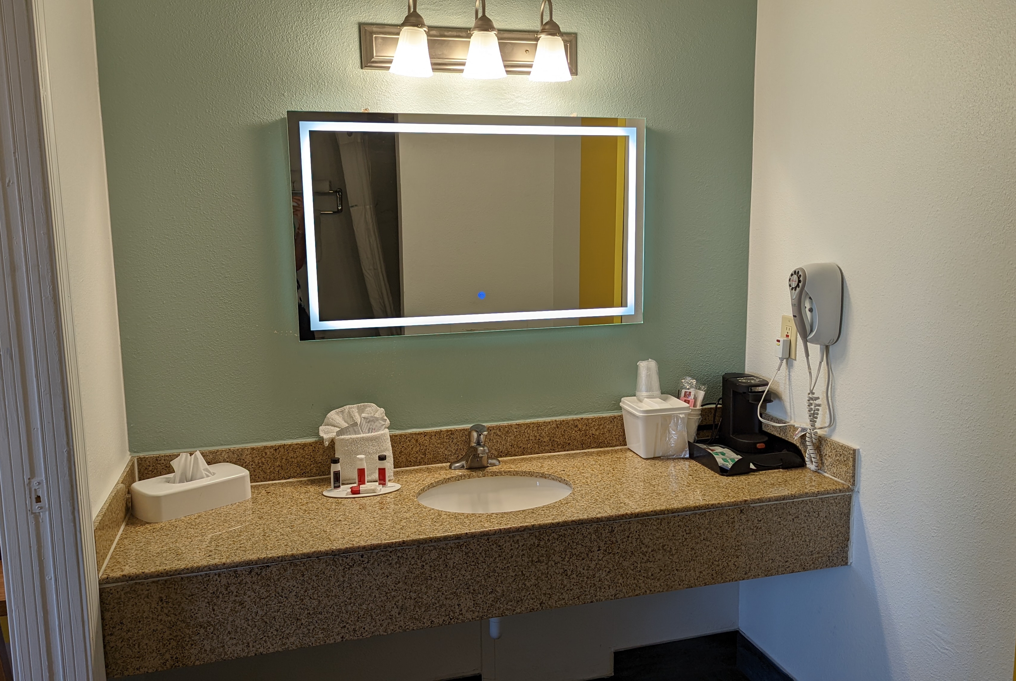 Guest room bath at the Days Inn by Wyndham Lake Havasu in Lake Havasu City, Arizona