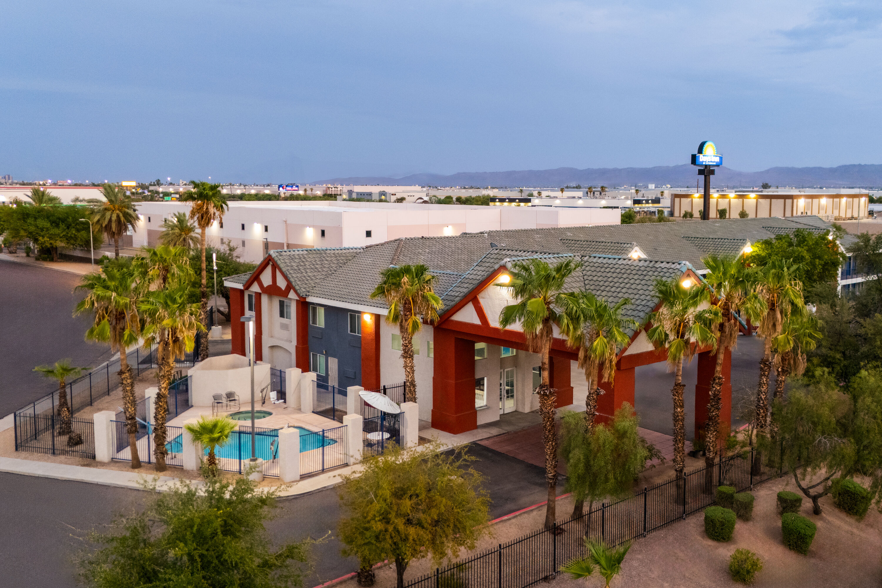 Aerial View of Days Inn by Wyndham Phoenix West hotel in Phoenix, Arizona