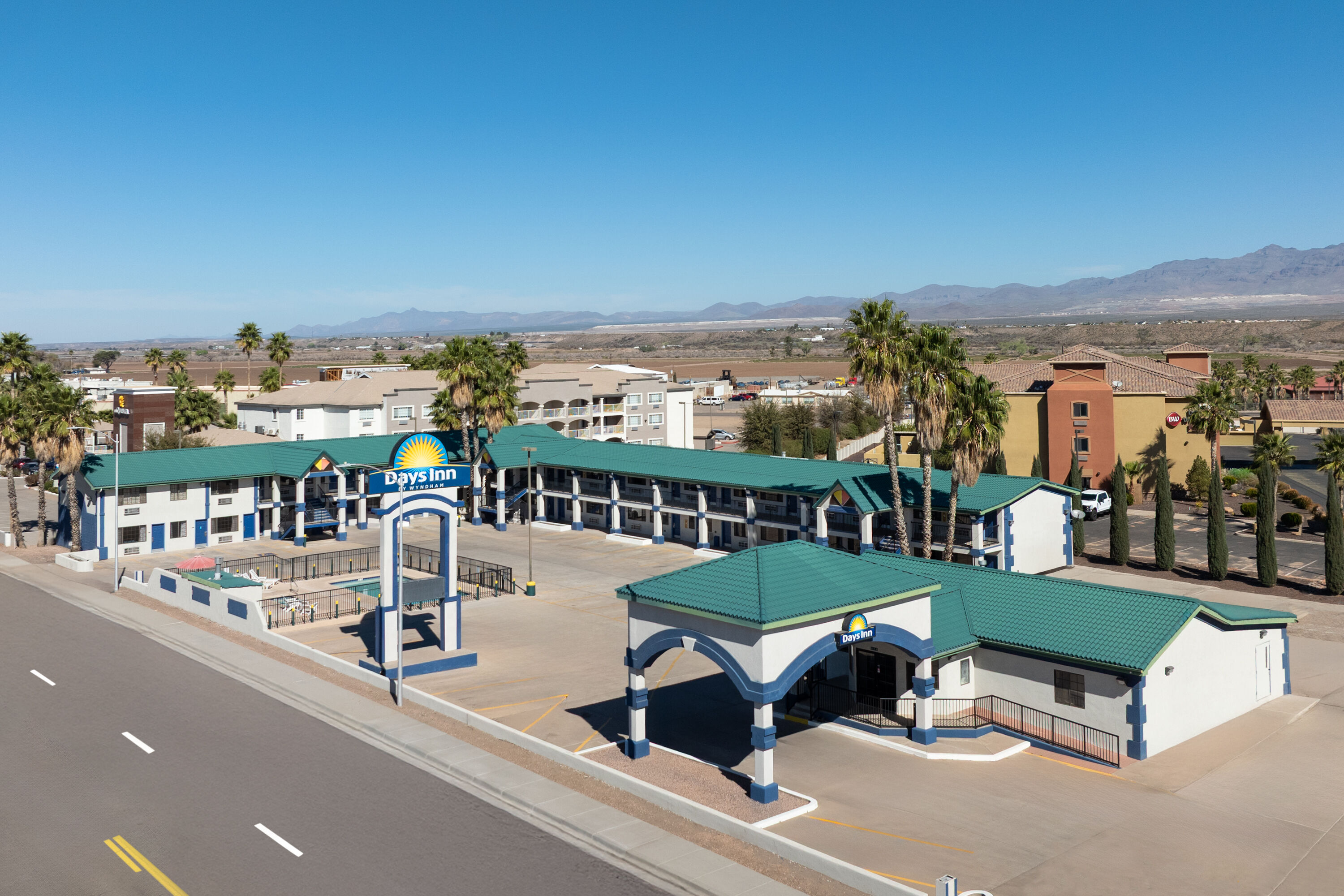 Aerial View of Days Inn by Wyndham Safford hotel in Safford, Arizona