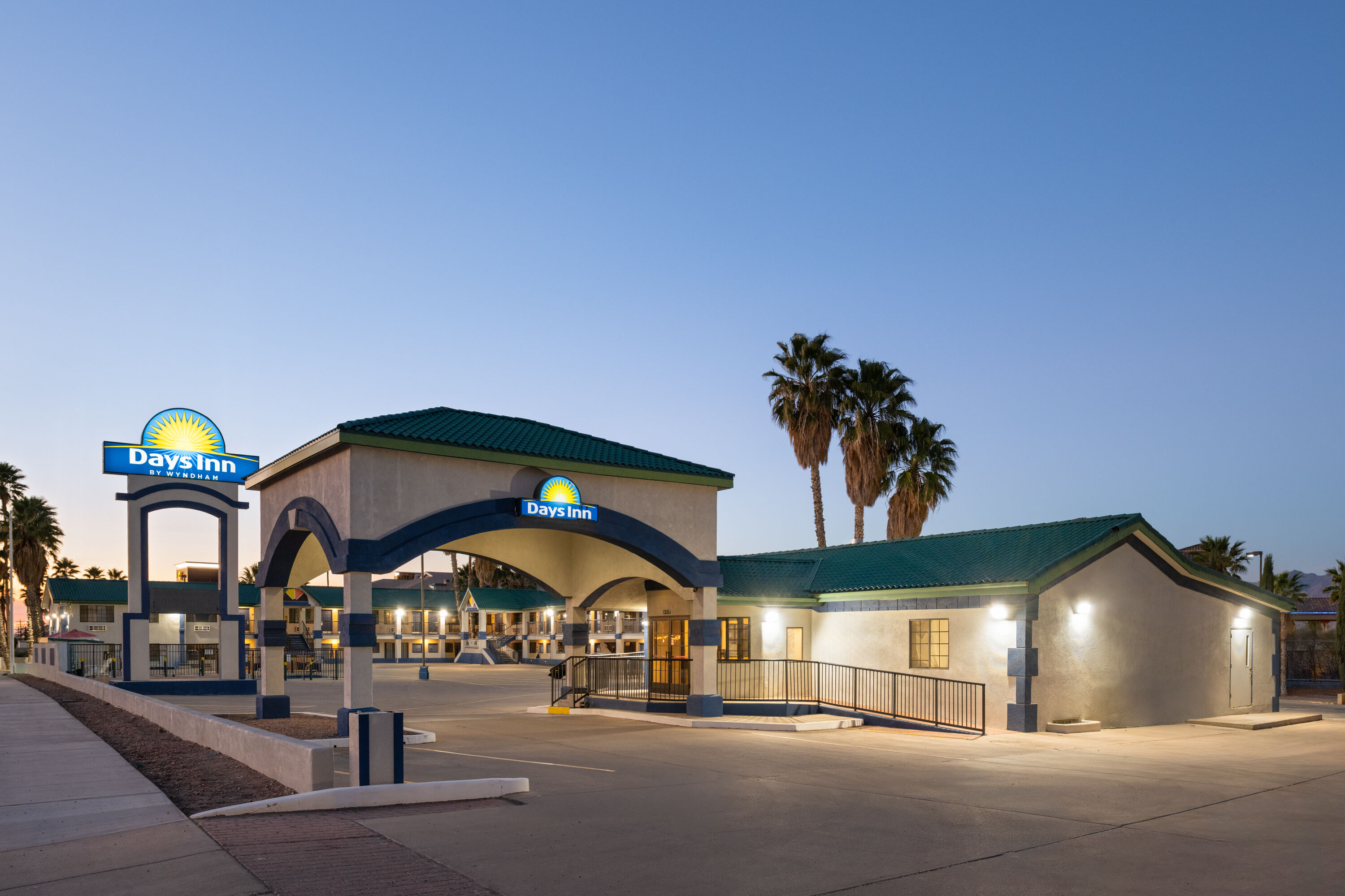 Exterior Dusk Image of Days Inn by Wyndham Safford hotel in Safford, Arizona