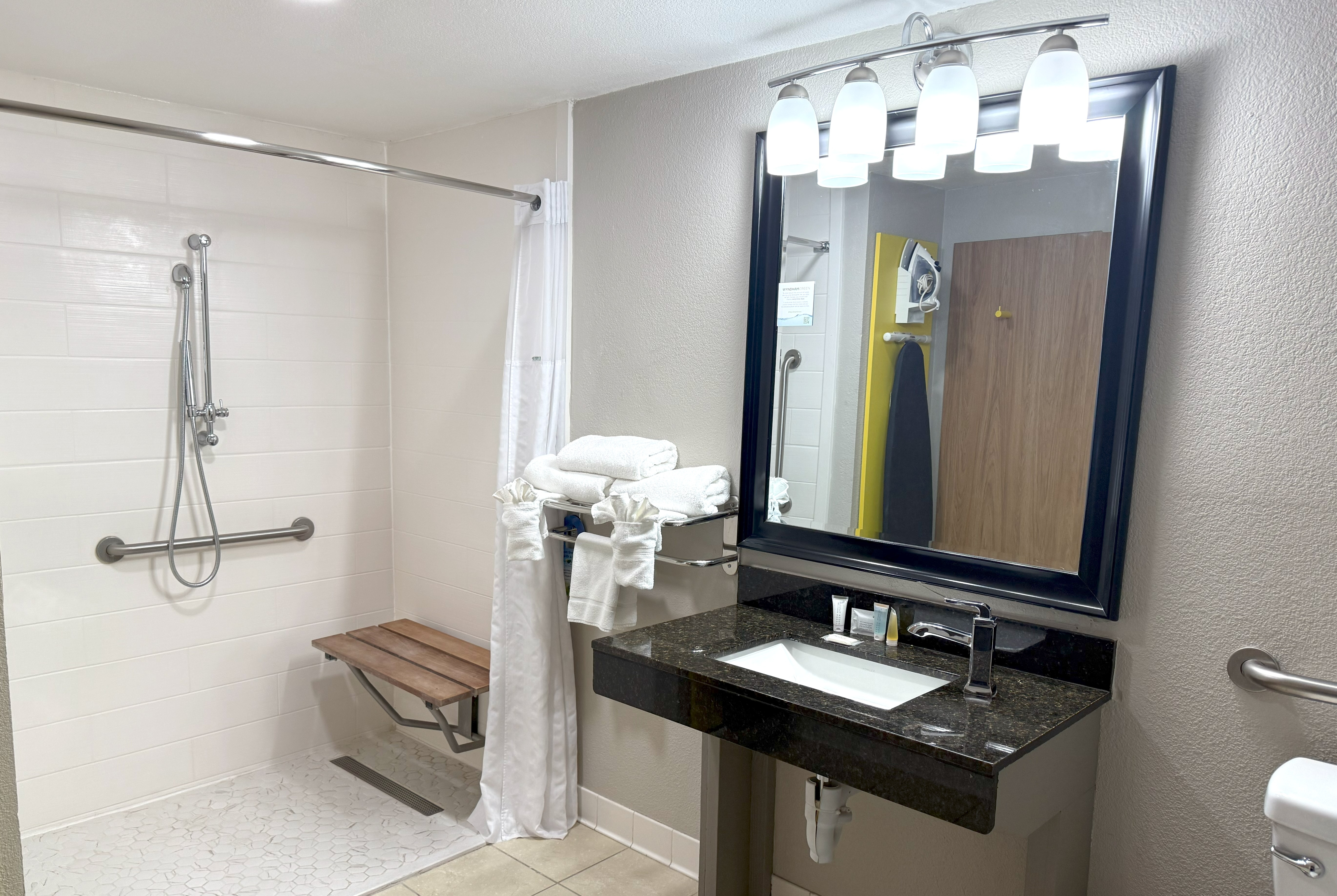 Guest room bath at the Days Inn by Wyndham Yuma in Yuma, Arizona