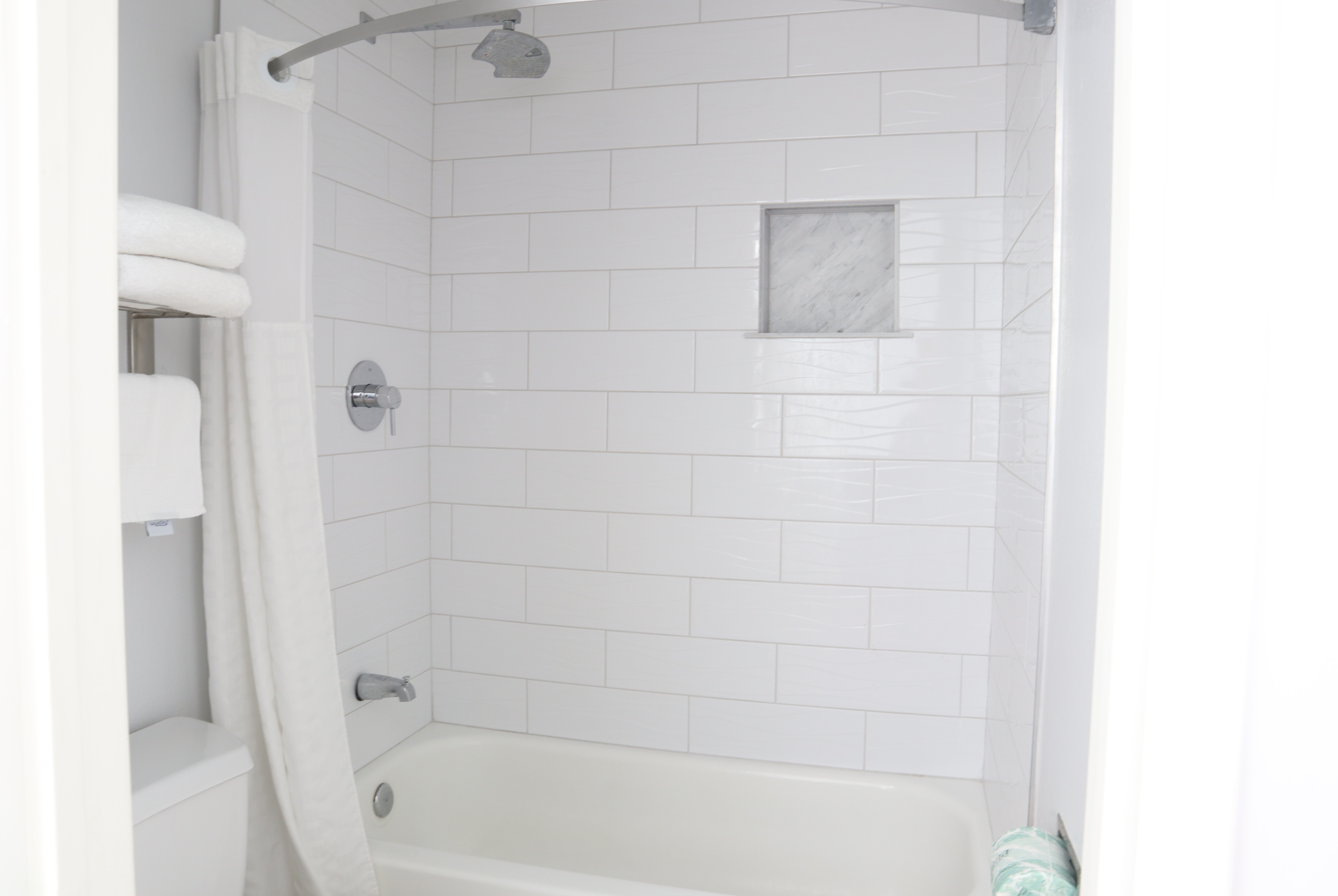 Guest room bath at the Days Inn by Wyndham Near City Of Hope in Duarte, California