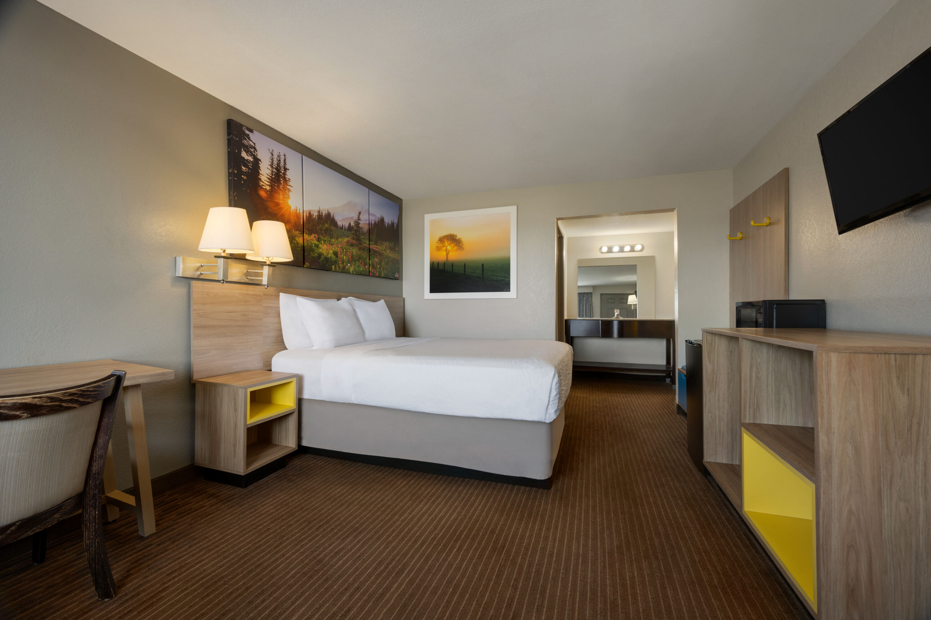 Guest room at the Days Inn by Wyndham Fresno South in Fresno, California