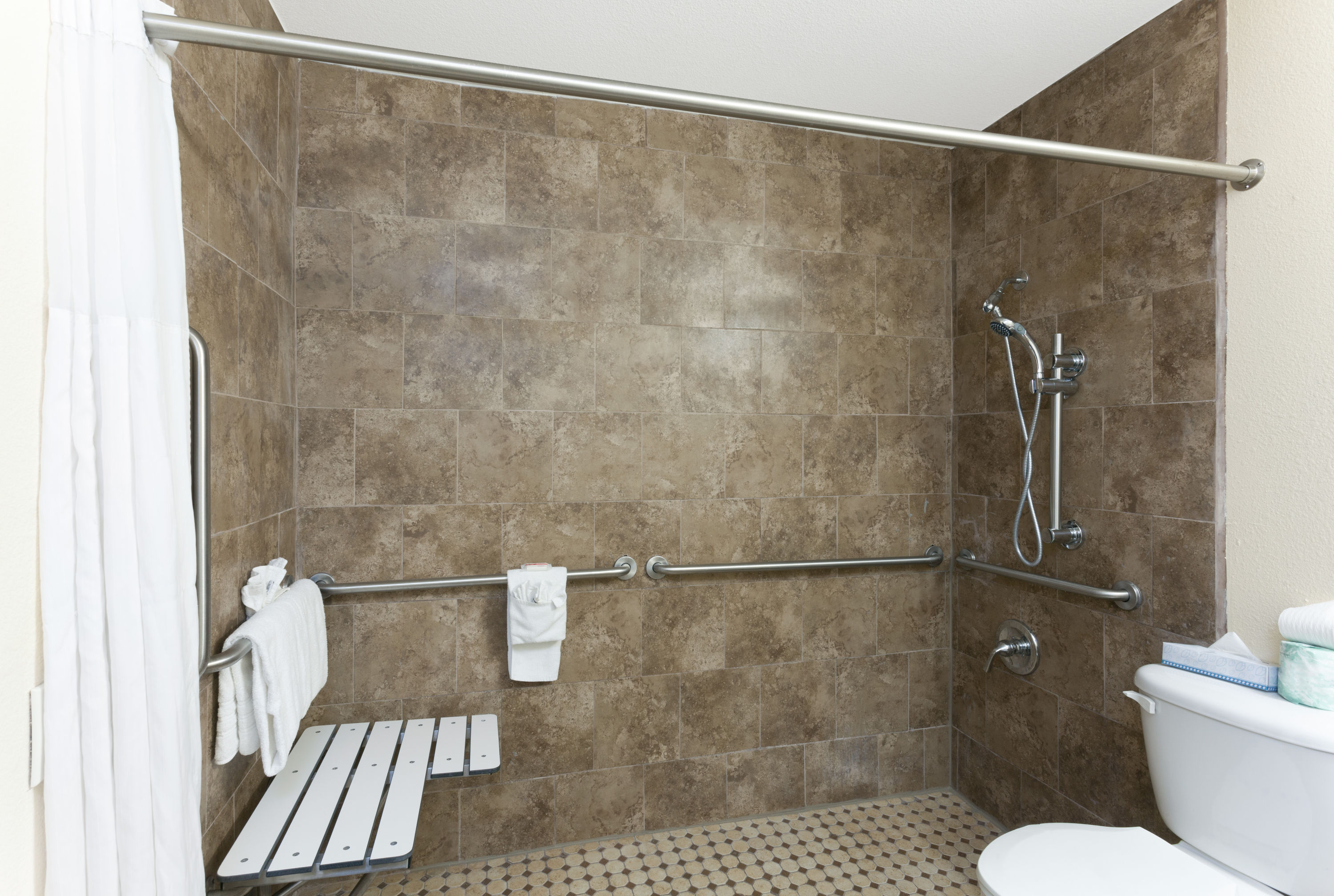 Guest room bath at the Days Inn by Wyndham Mission Valley/SDSU in San Diego, California