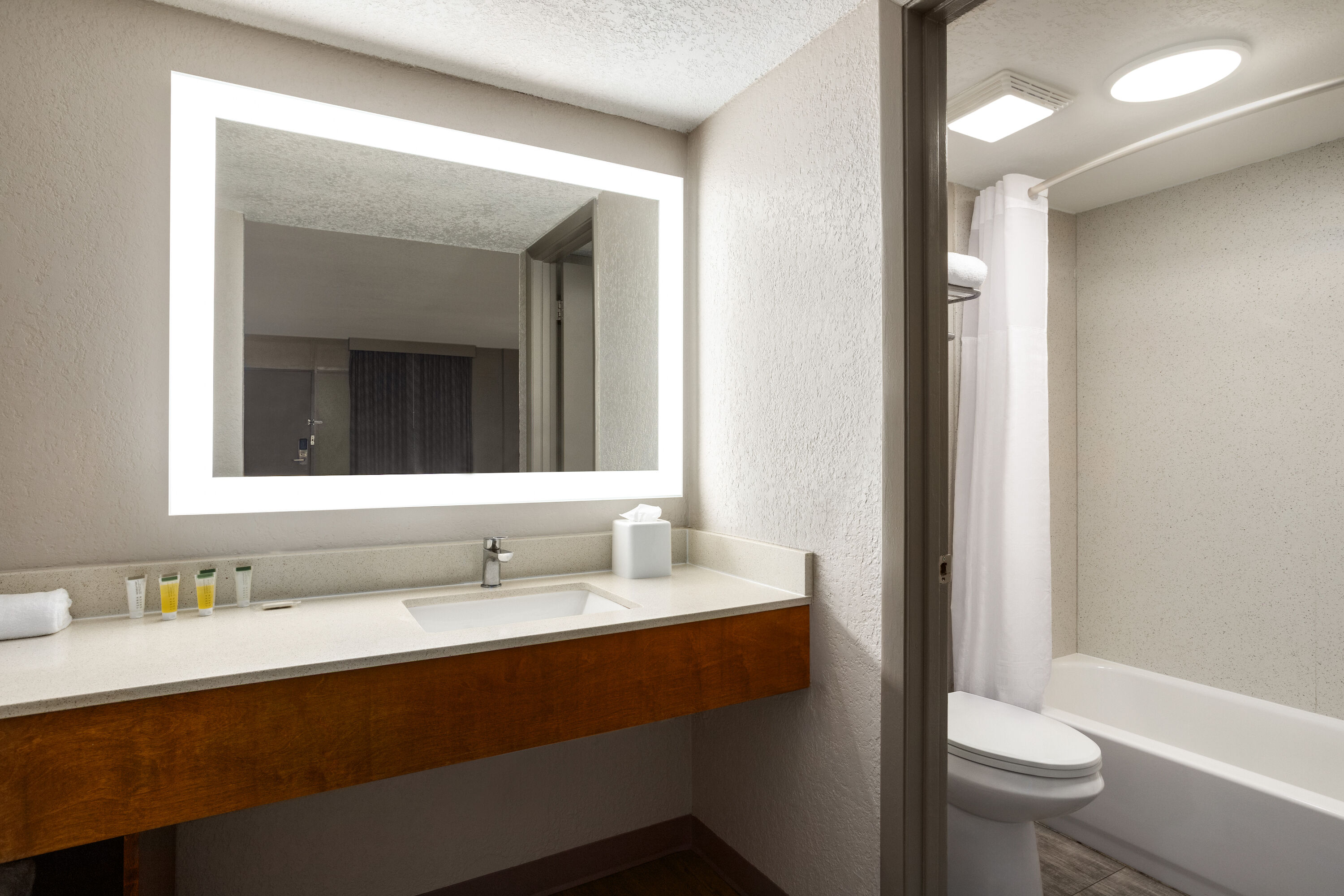 Guest room bath at the Days Inn by Wyndham Apopka/Orlando in APOPKA, Florida
