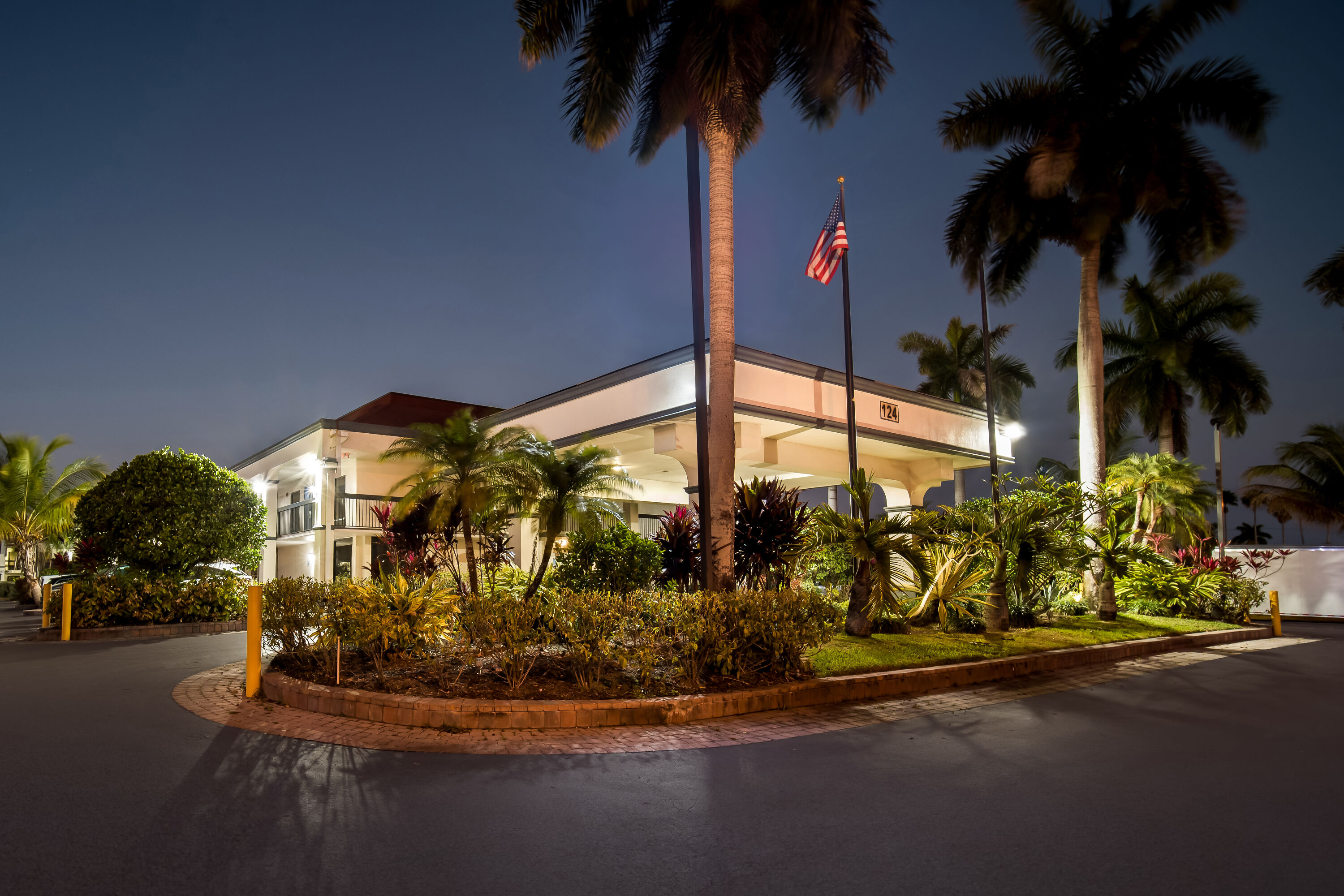Exterior Night Image of Days Inn by Wyndham Florida City hotel in Florida City, Florida