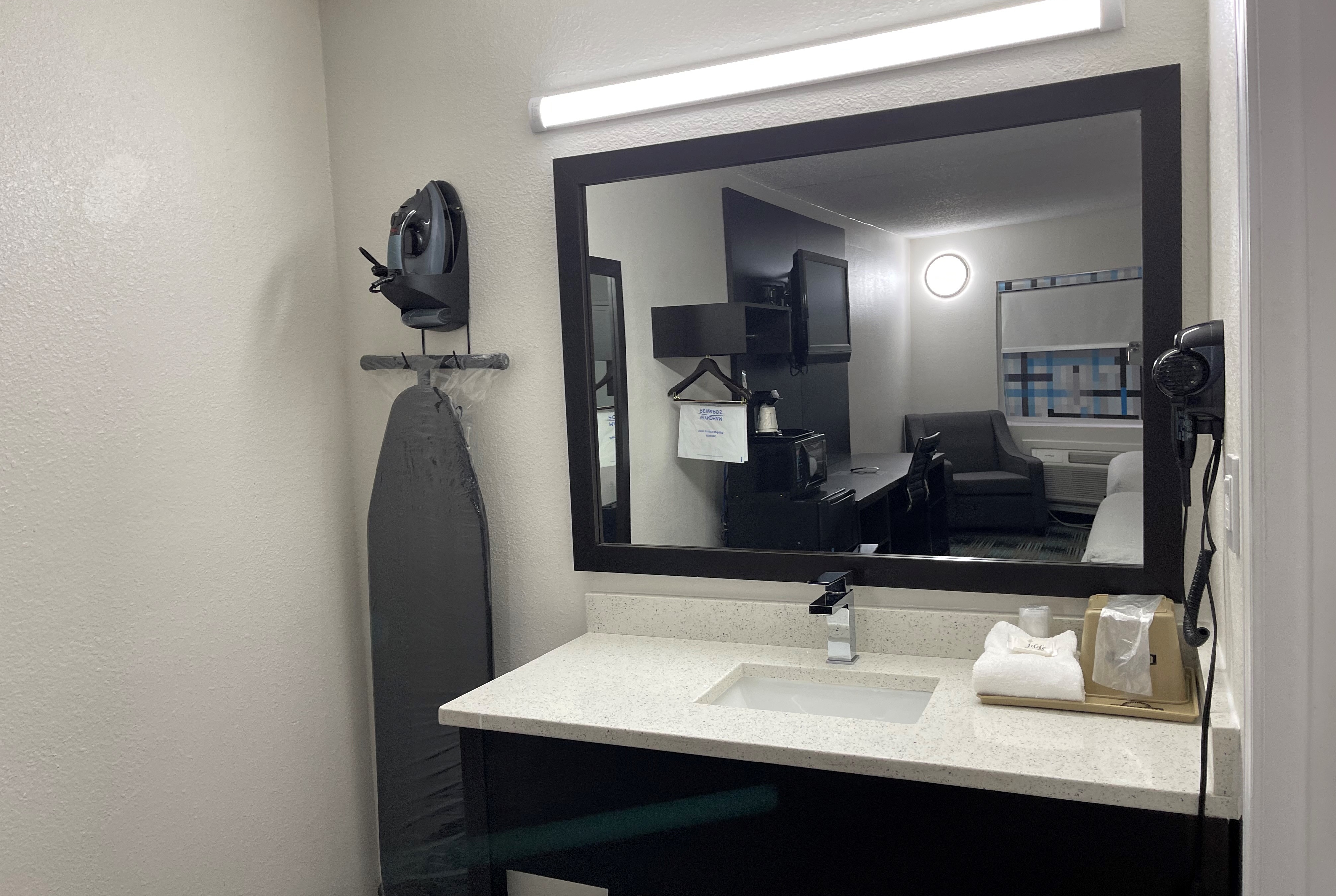 Guest room bath at the Days Inn by Wyndham Calhoun GA I-75 and US-41 in Calhoun, Georgia