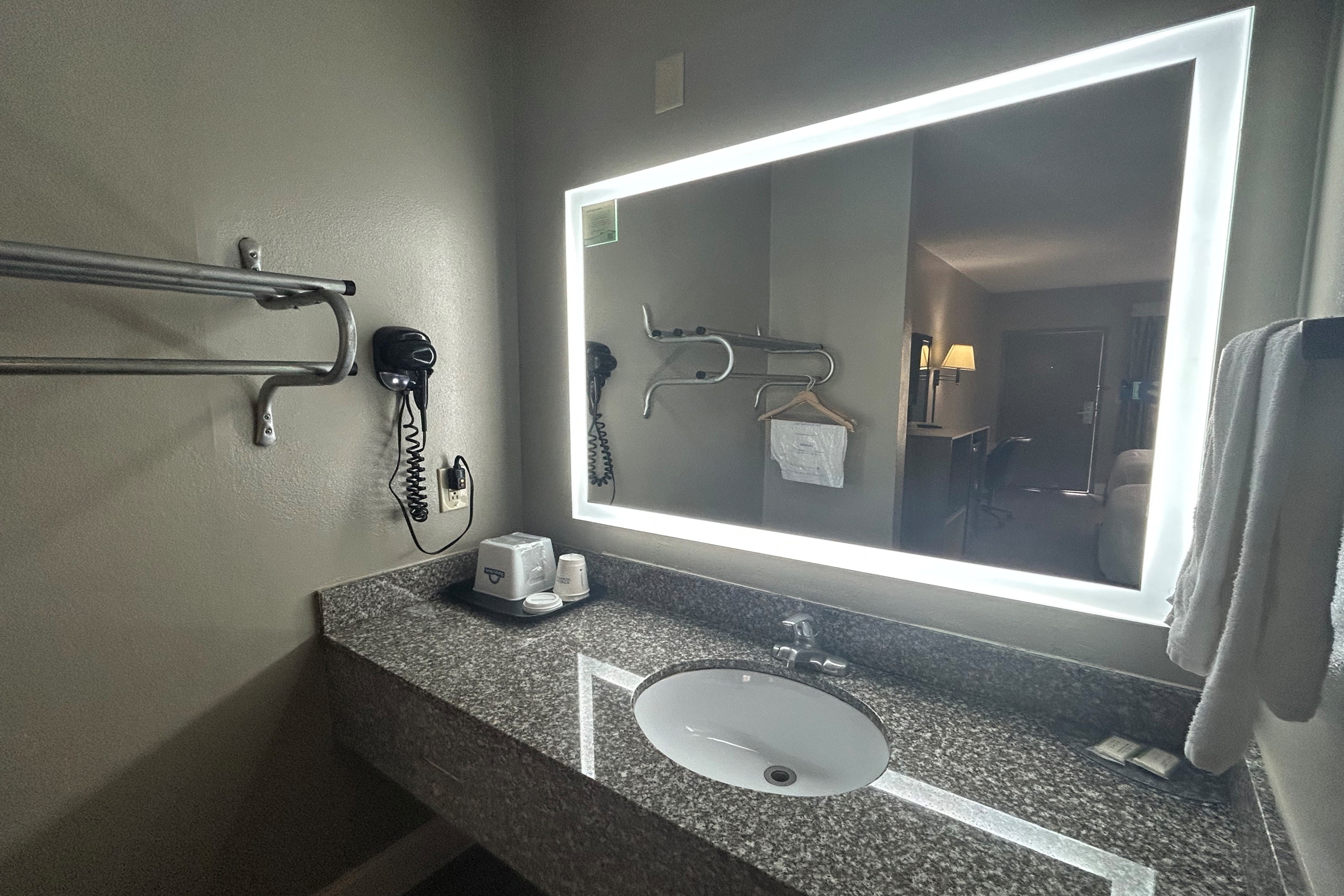 Guest room bath at the Days Inn by Wyndham Dublin GA in Dublin, Georgia