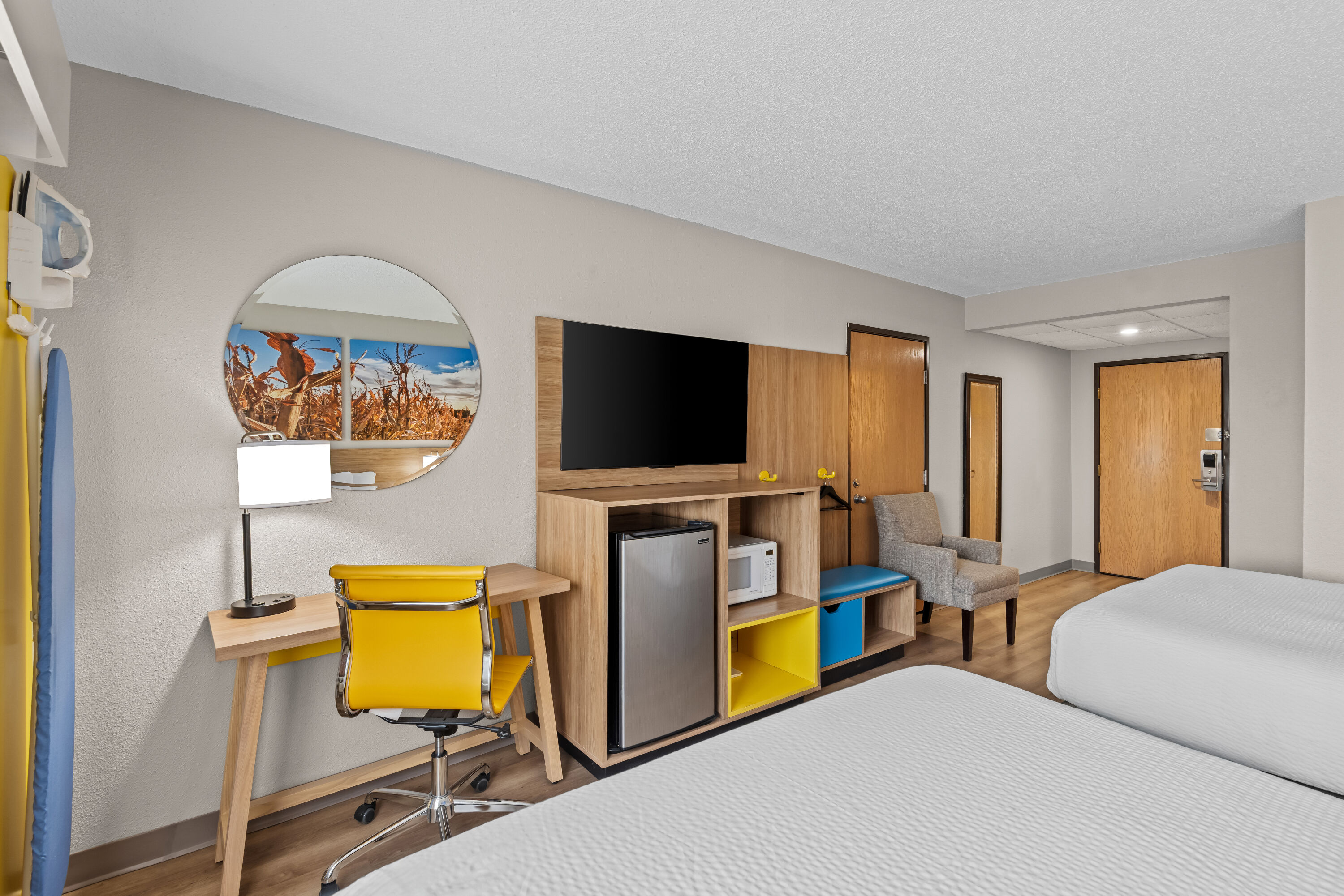 Double bed guest room at the Days Inn by Wyndham Ames in Ames, Iowa