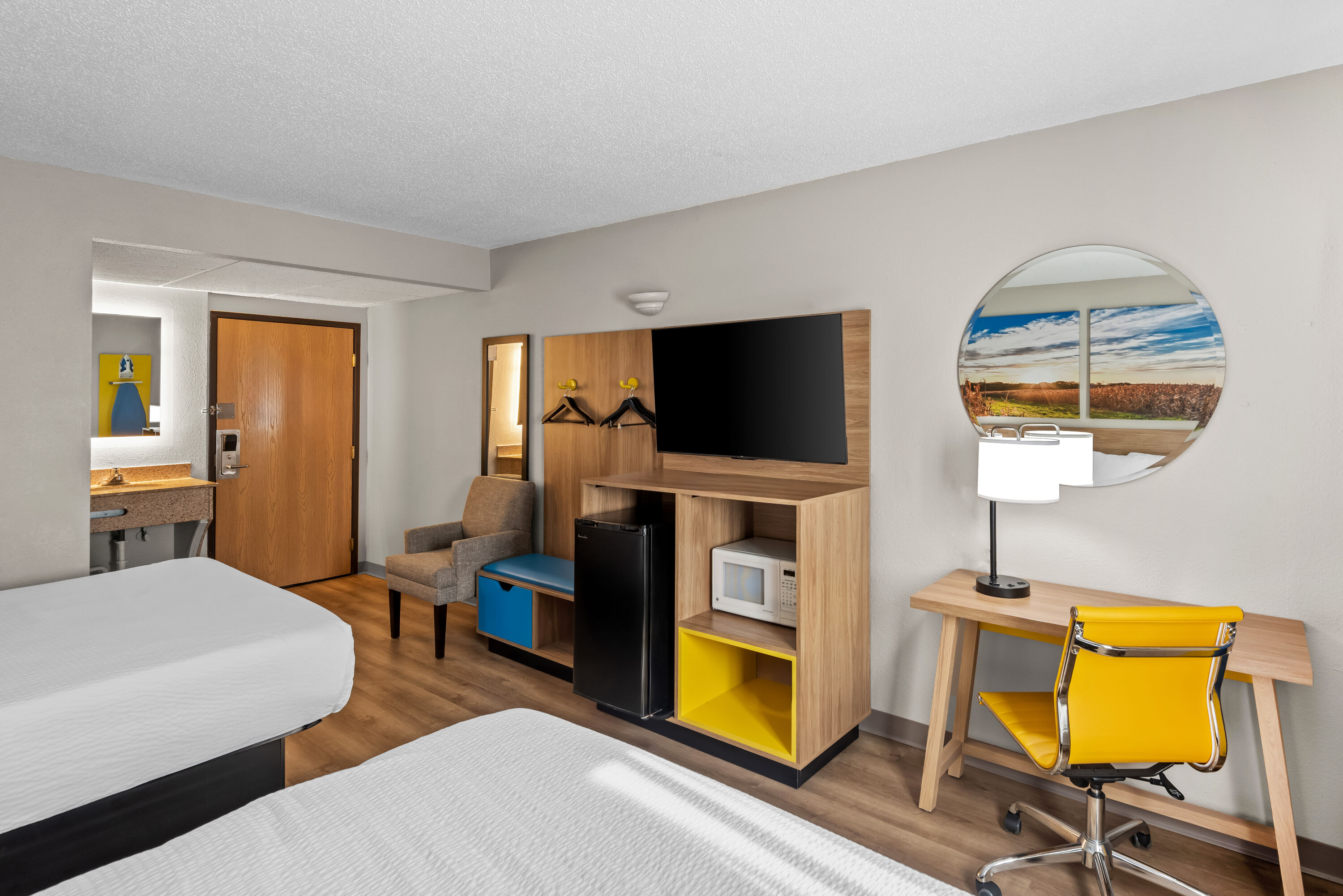 Double bed guest room at the Days Inn by Wyndham Ames in Ames, Iowa