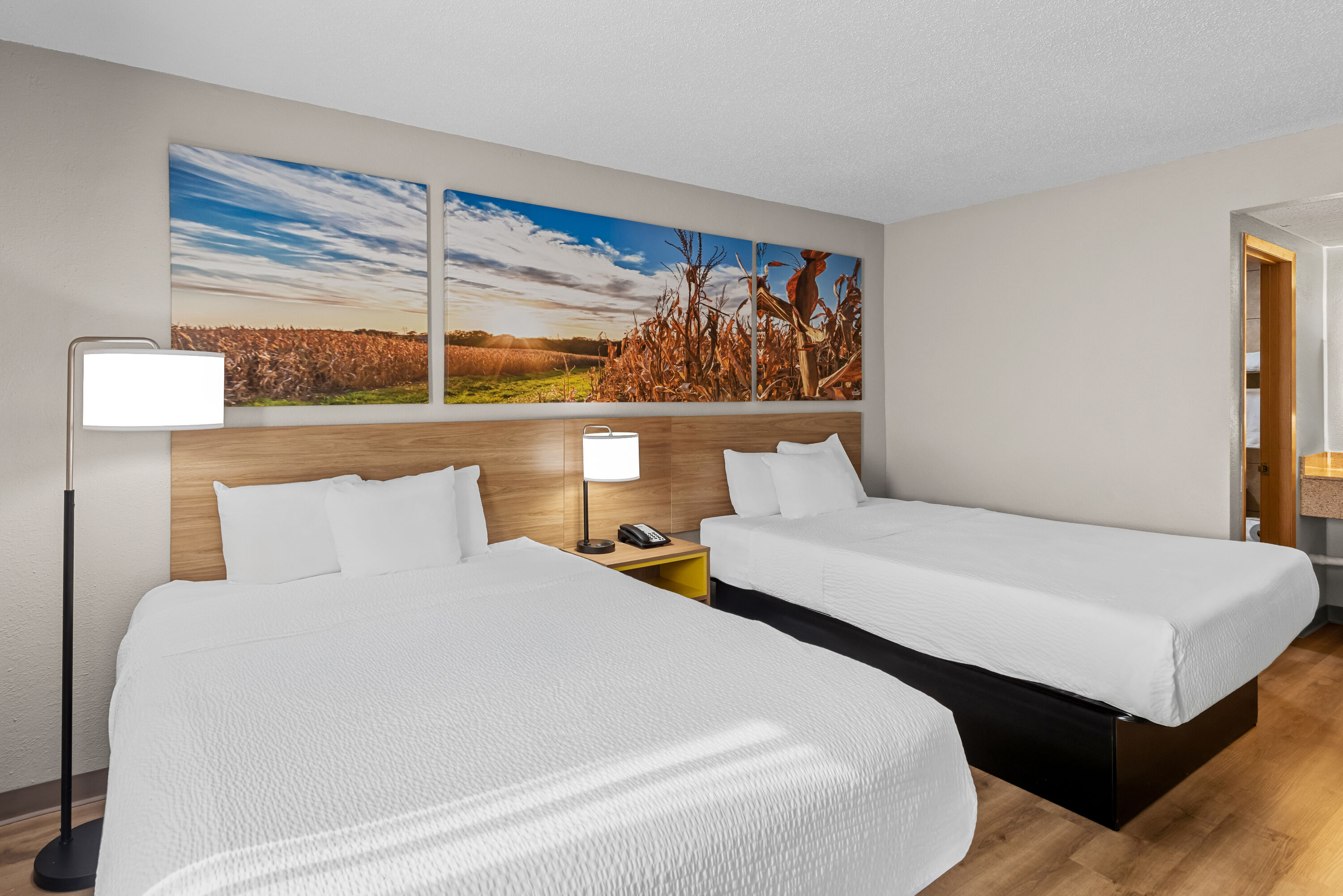 Double bed guest room at the Days Inn by Wyndham Ames in Ames, Iowa