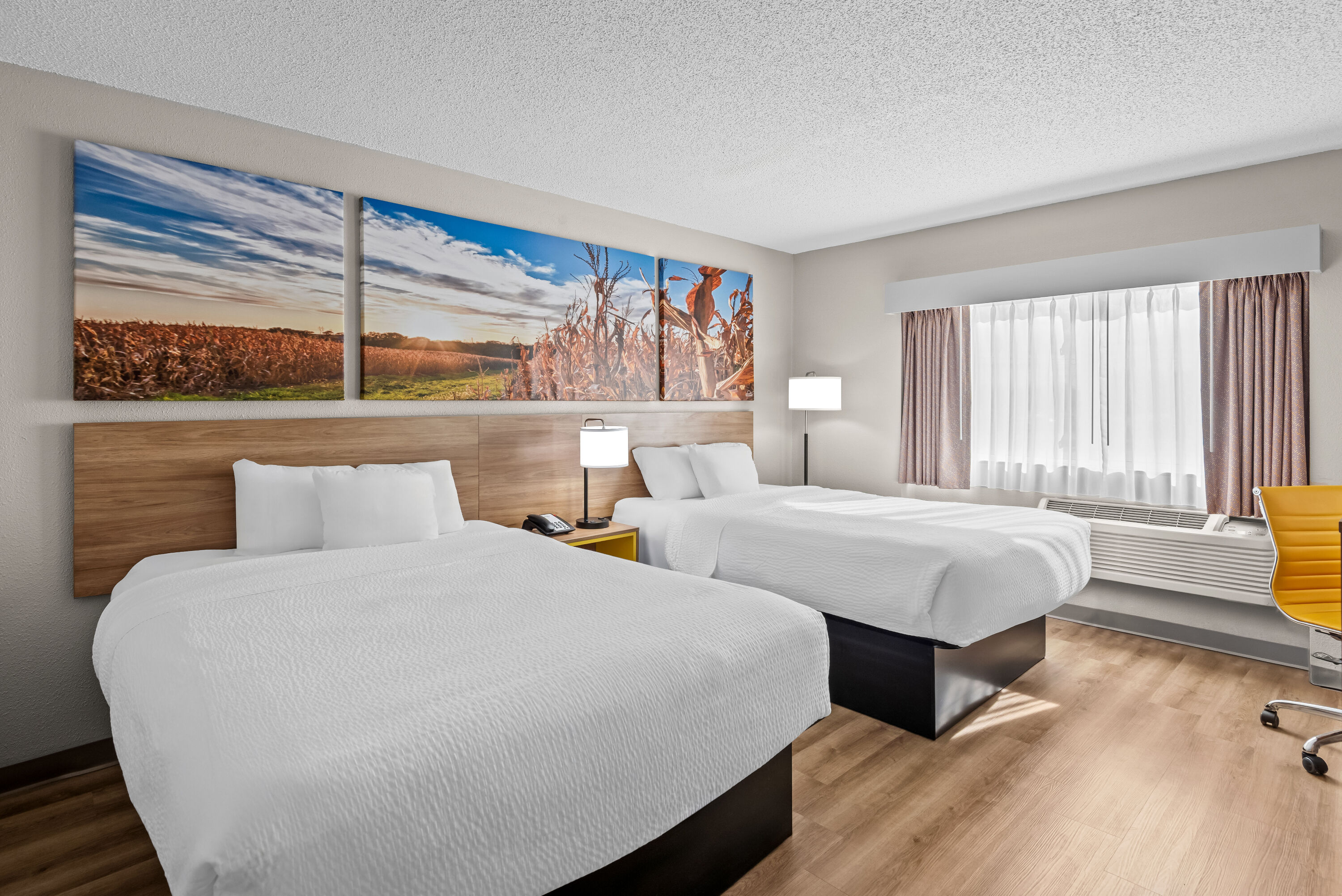 Double bed guest room at the Days Inn by Wyndham Ames in Ames, Iowa