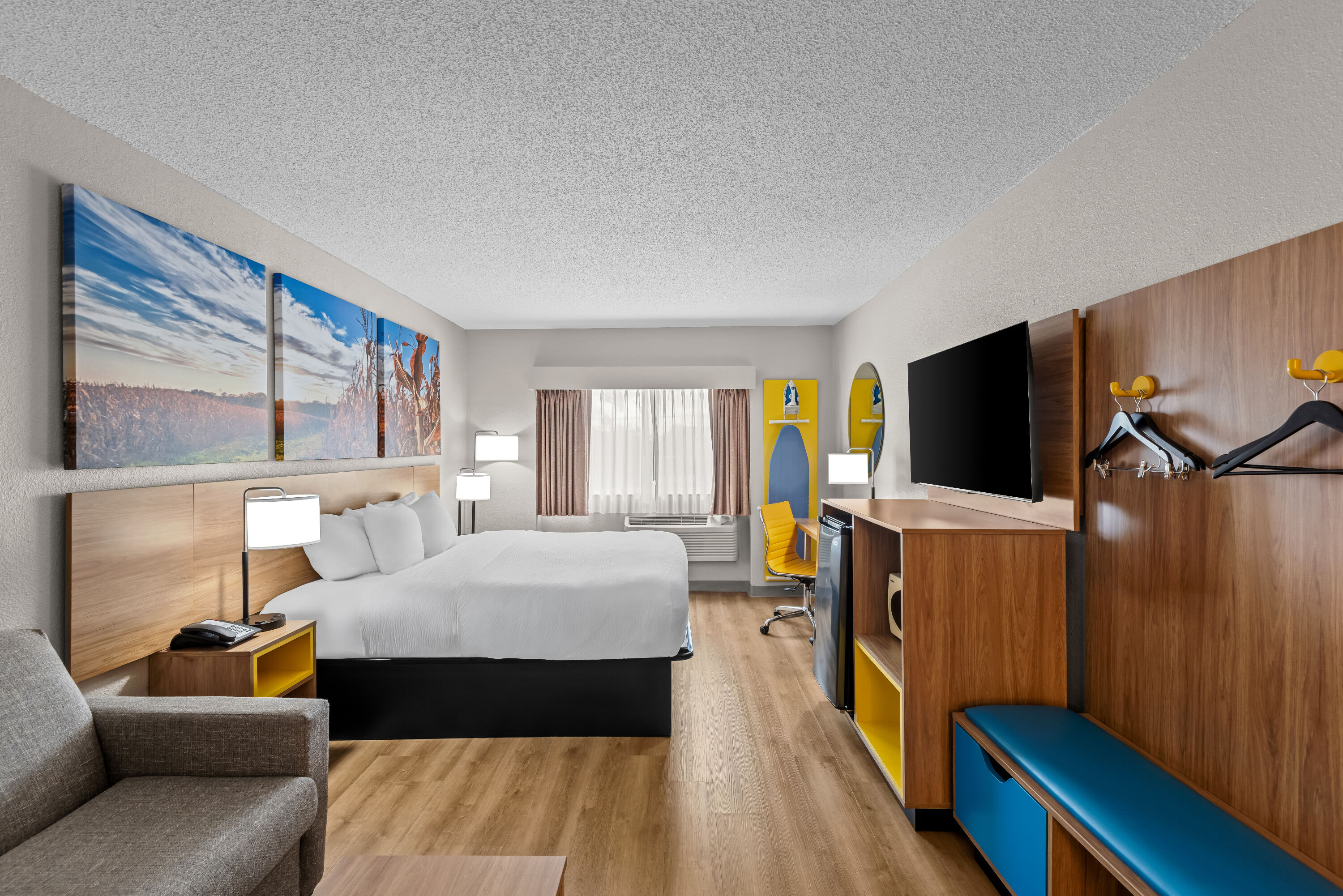 King bed guest room at the Days Inn by Wyndham Ames in Ames, Iowa