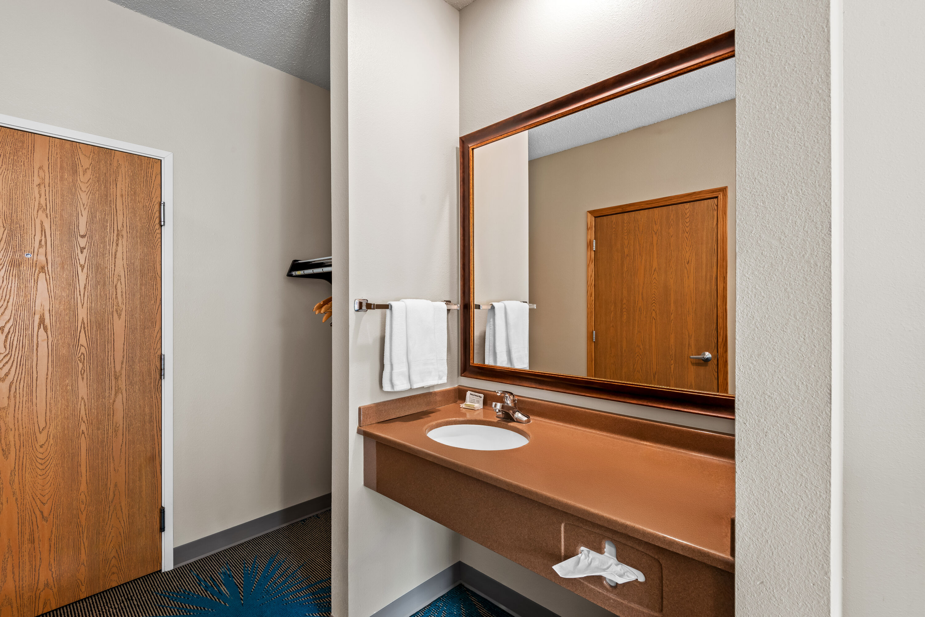 Guest room bath at the Days Inn by Wyndham Carroll in Carroll, Iowa