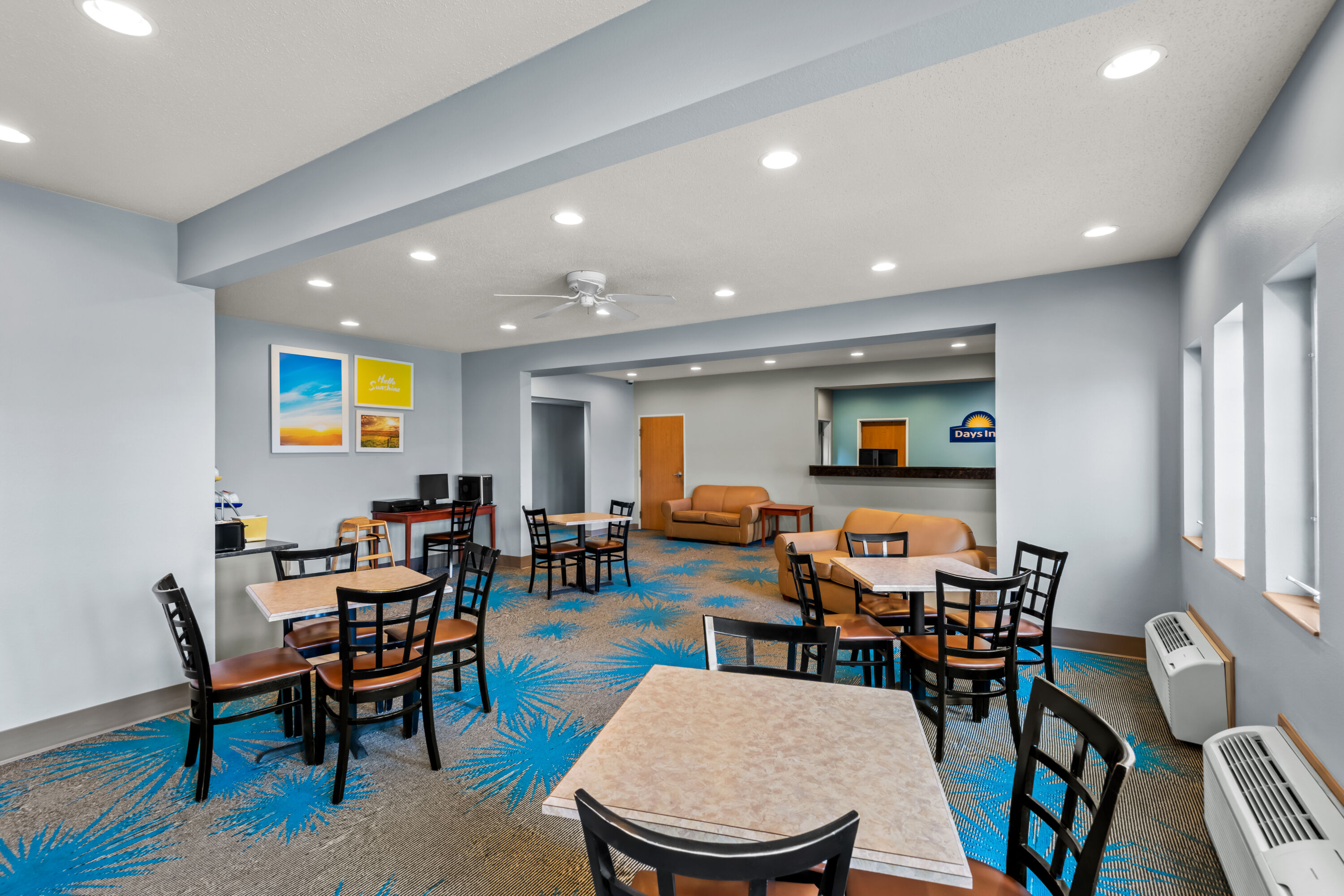 Days Inn by Wyndham Carroll restaurant breakfast area with seating in Carroll, Iowa