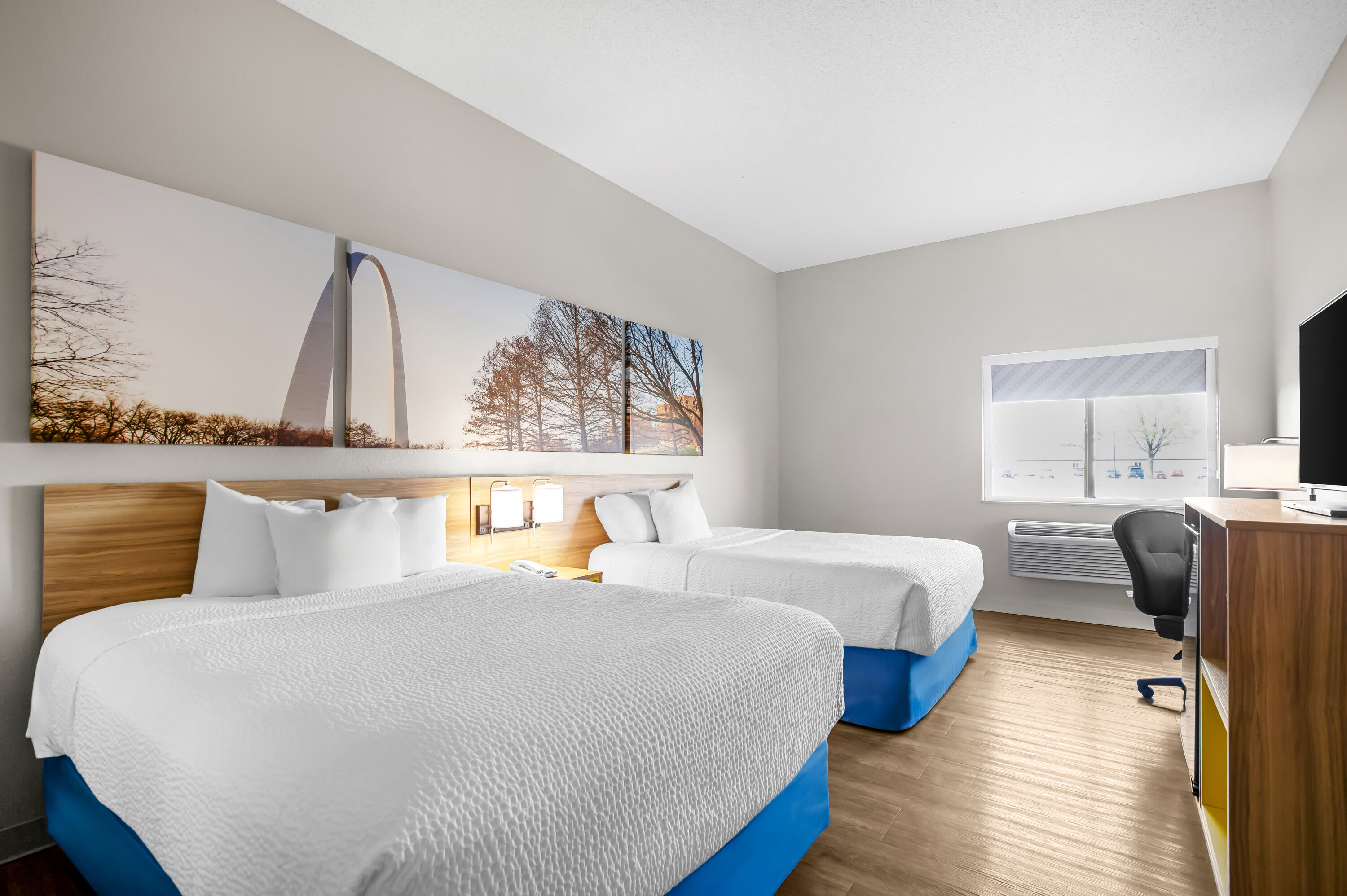 Double bed guest room at the Days Inn by Wyndham Collinsville/St. Louis in Collinsville, Illinois