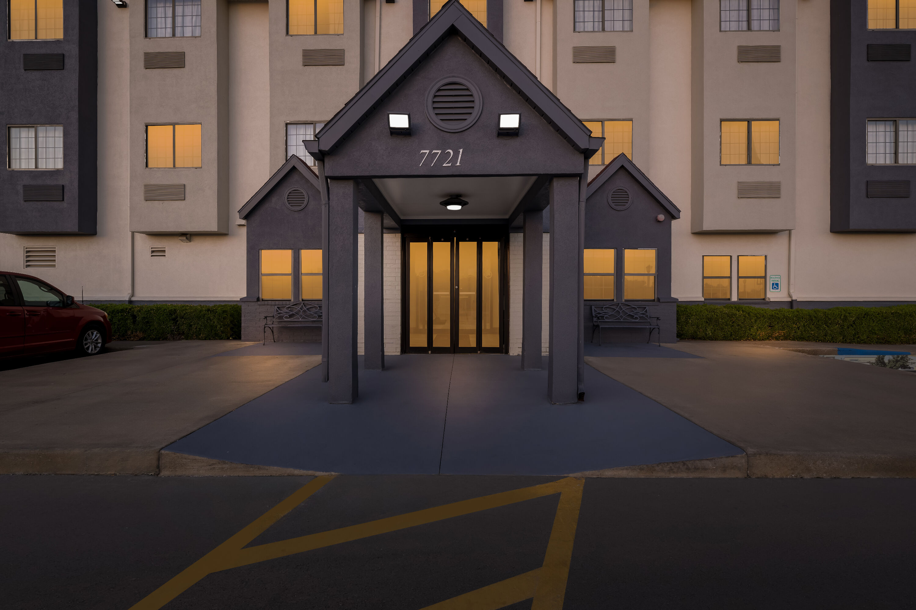 Exterior Night Image of Days Inn by Wyndham near Kansas Speedway hotel in Kansas City, Kansas