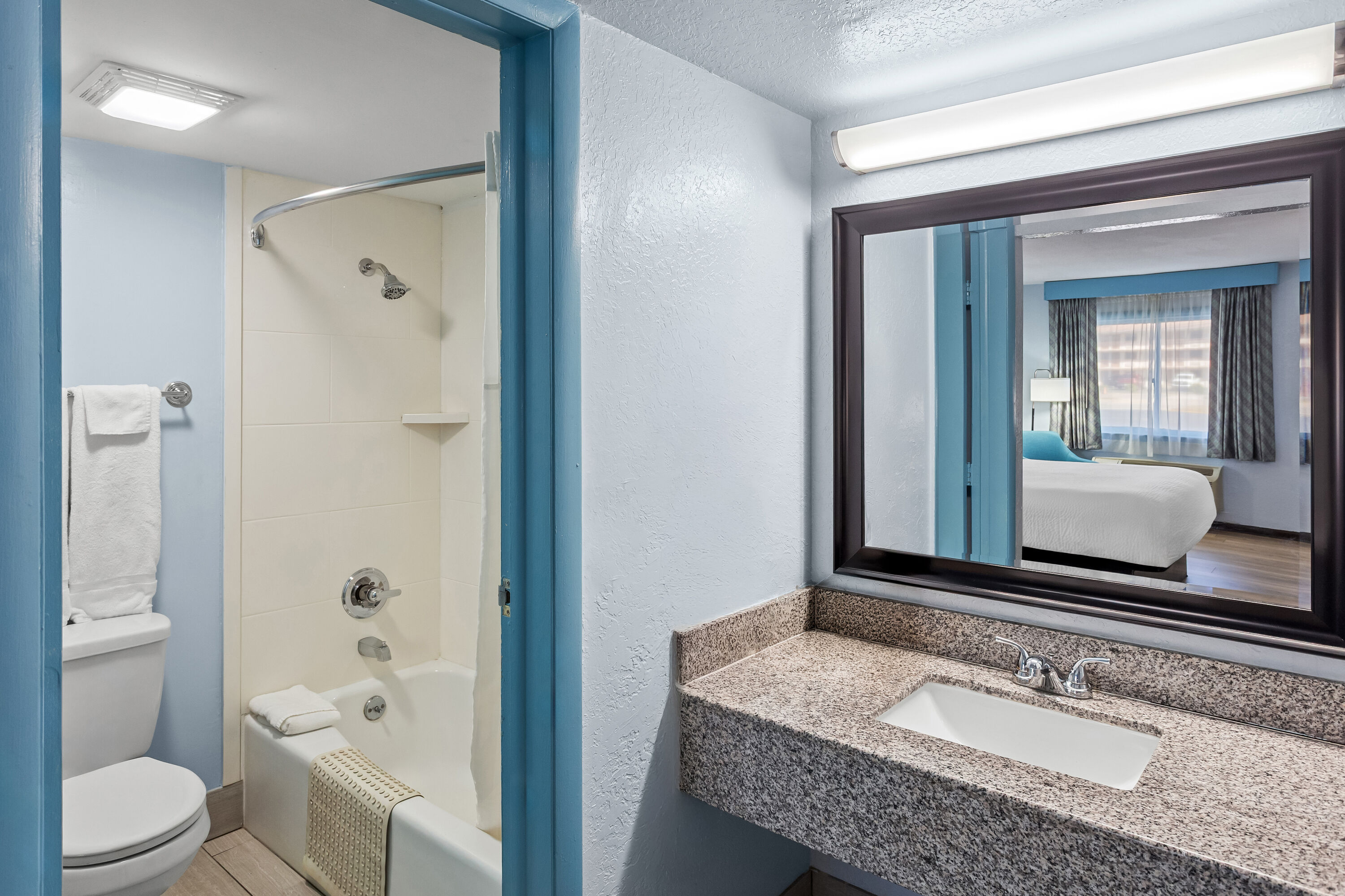 Guest room bath at the Days Inn by Wyndham Paintsville in Paintsville, Kentucky
