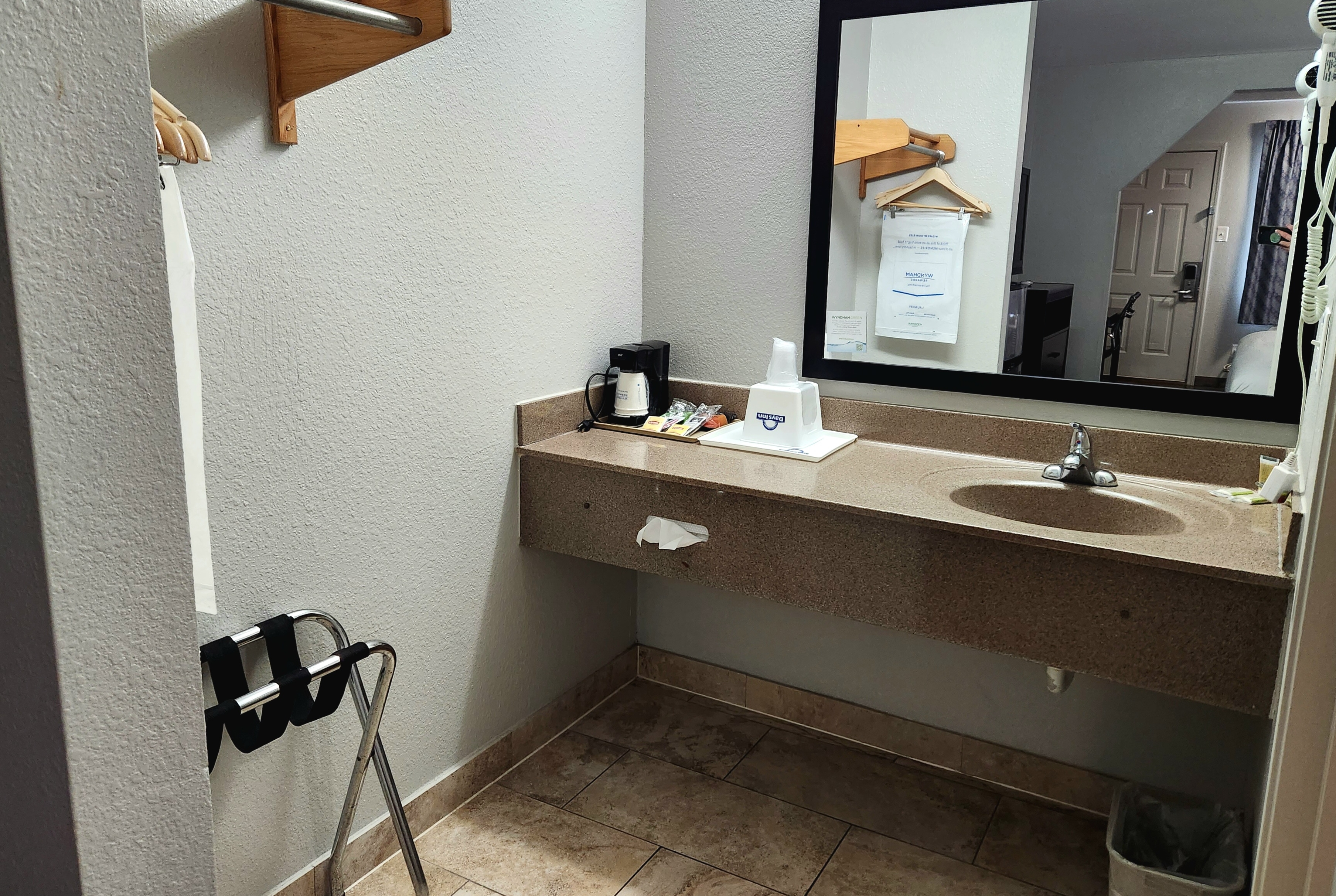 Guest room bath at the Days Inn by Wyndham Sulphur LA in Sulphur, Louisiana