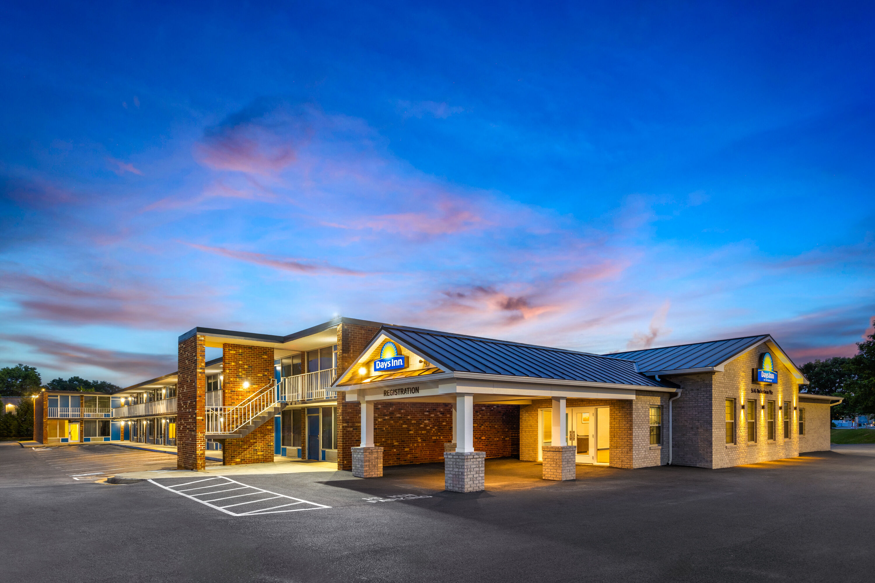 Exterior Dusk Image of Days Inn by Wyndham Frederick hotel in Frederick, Maryland