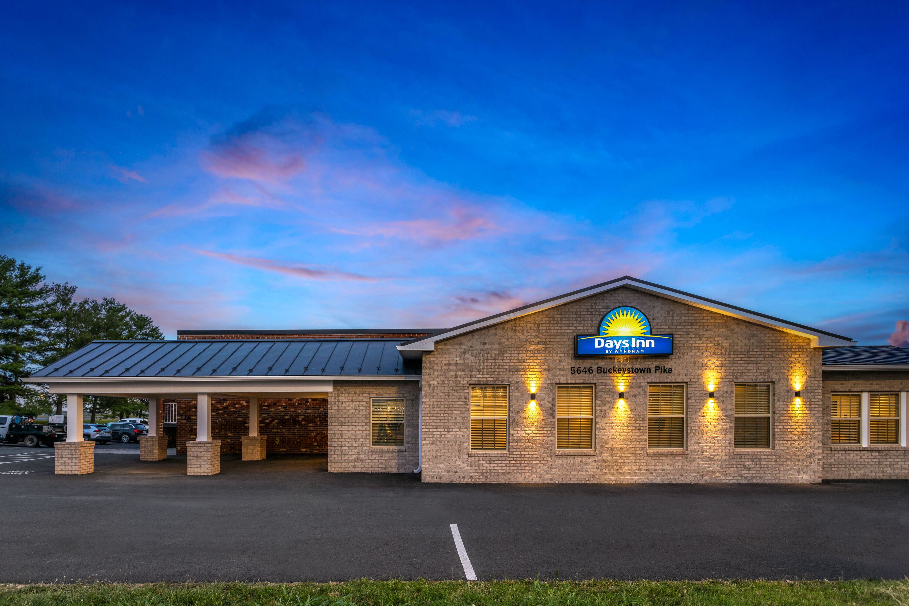 Exterior Dusk Image of Days Inn by Wyndham Frederick hotel in Frederick, Maryland