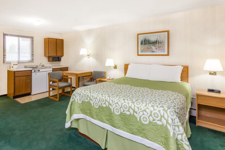 Guest room at the Days Inn Alpena in Alpena, Michigan