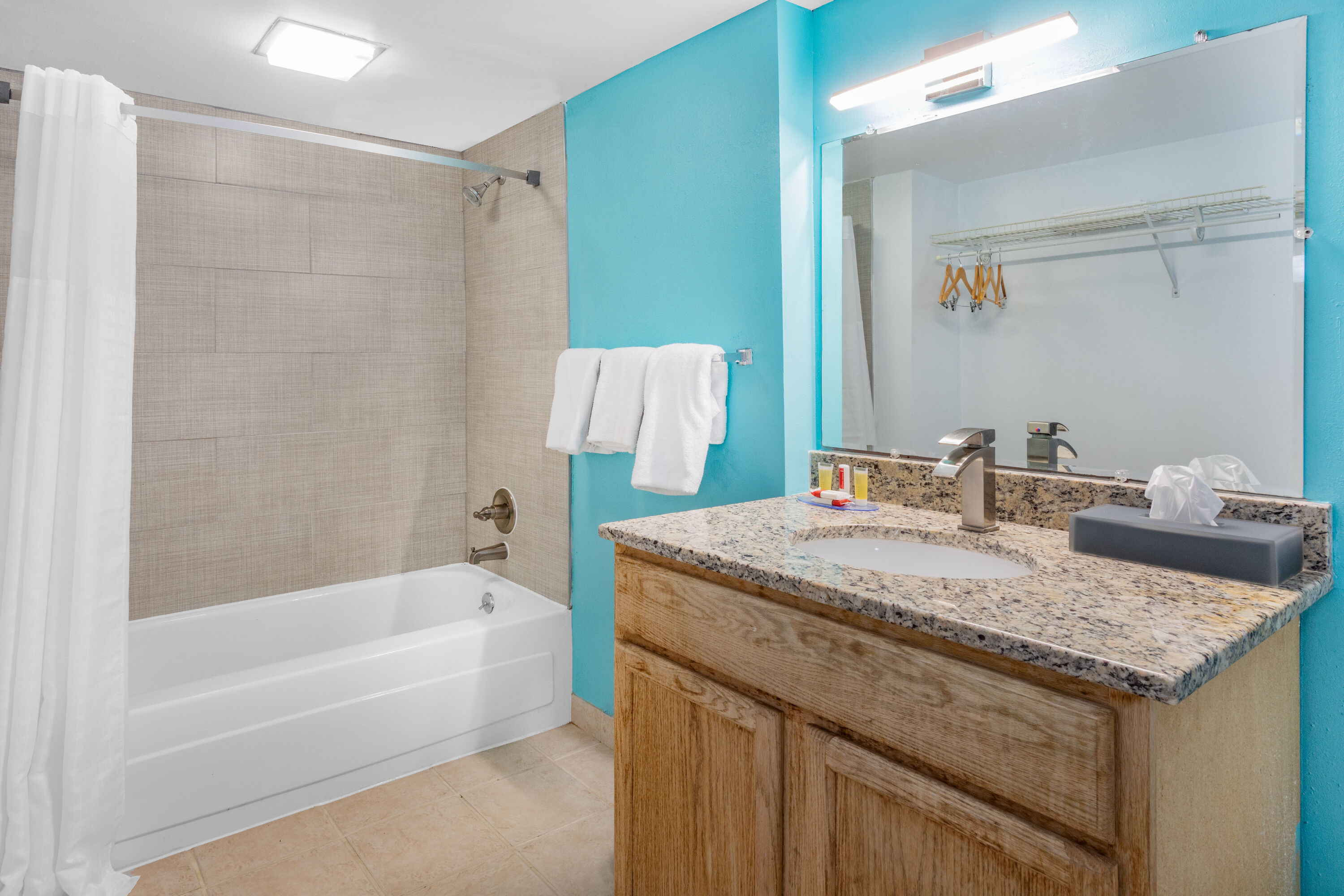 Guest room bath at the Days Inn by Wyndham Livonia/Canton/Detroit in Livonia, Michigan