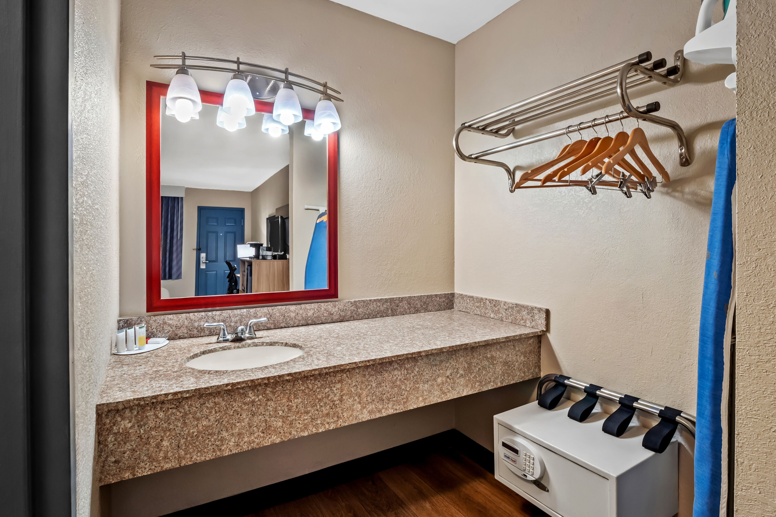 Guest room bath at the Days Inn by Wyndham Whitmore Lake/Ann Arbor/Brighton in Whitmore Lake, Michigan