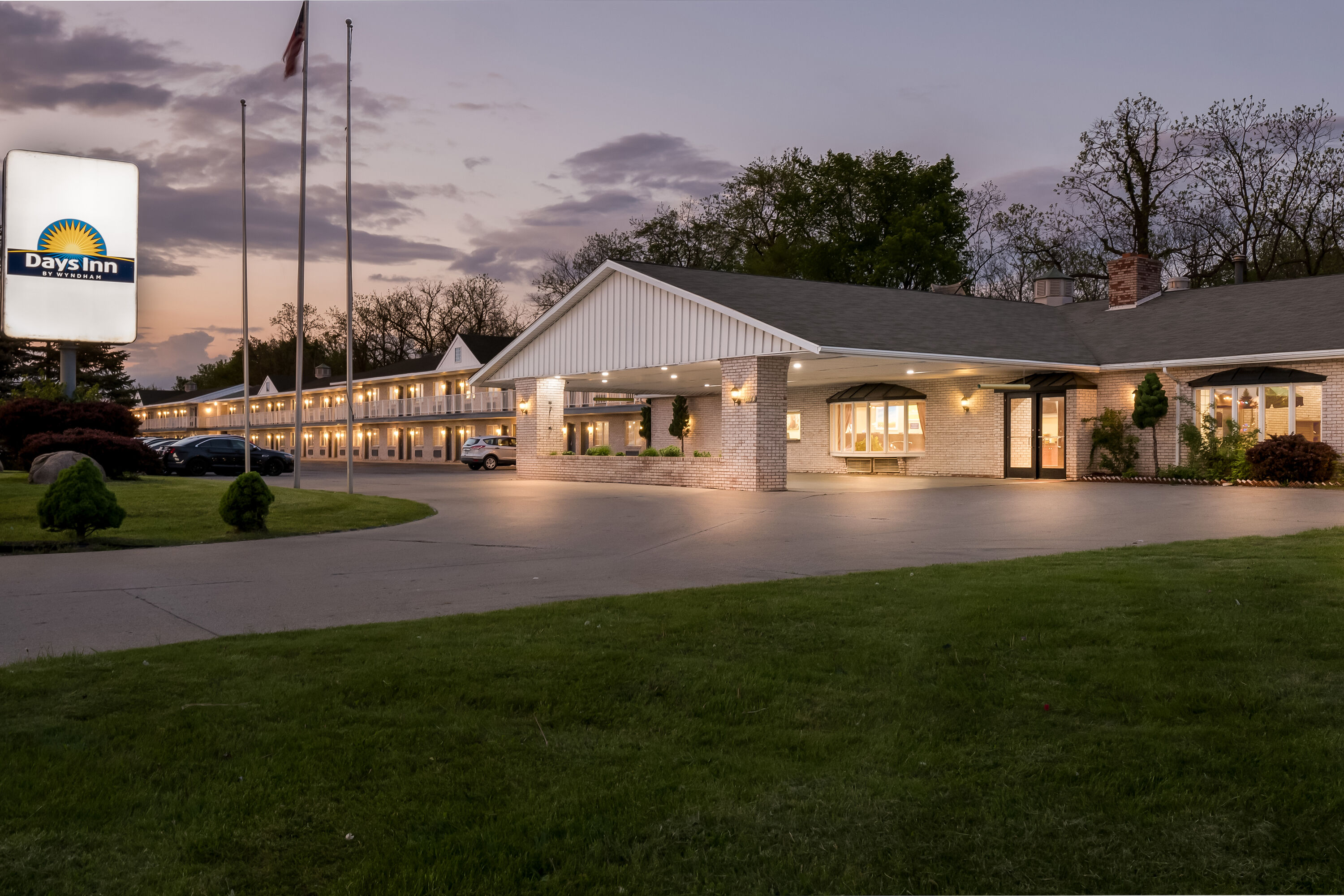 Exterior Night Image of Days Inn by Wyndham Whitmore Lake/Ann Arbor/Brighton hotel in Whitmore Lake, Michigan