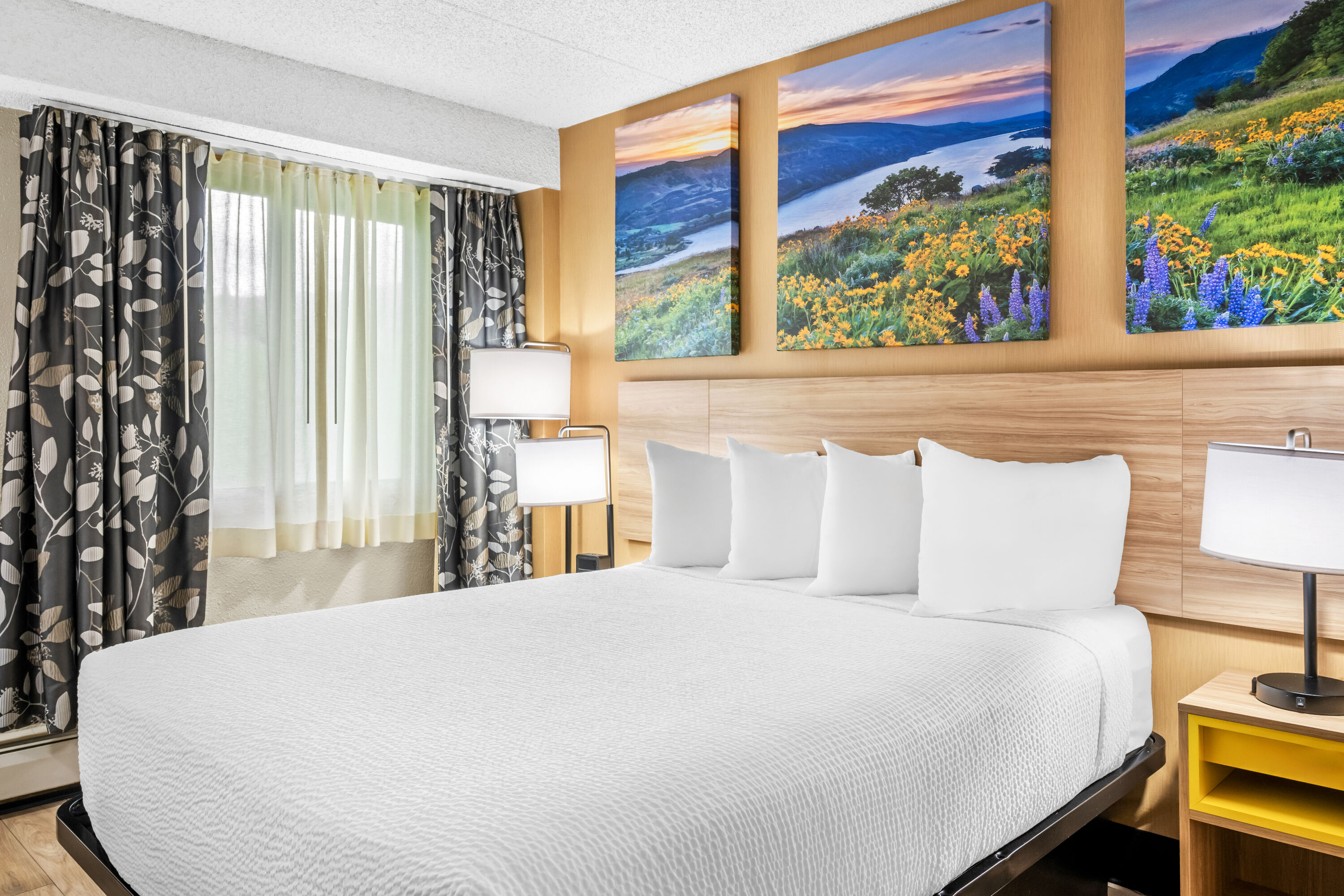 Queen bed guest room at the Days Inn by Wyndham Helena in Helena, Montana