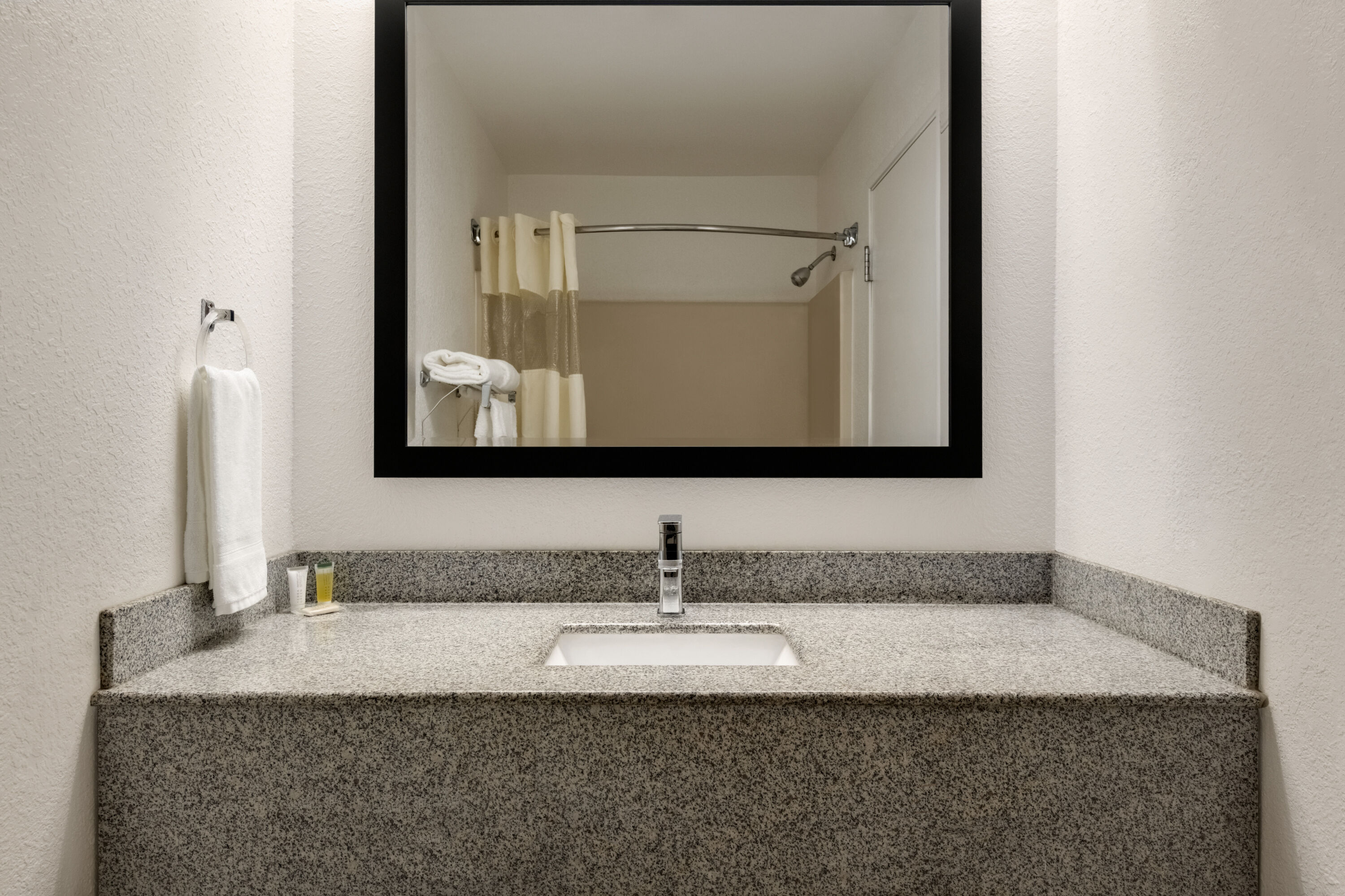 Guest room bath at the Days Inn by Wyndham Lexington in Lexington, North Carolina