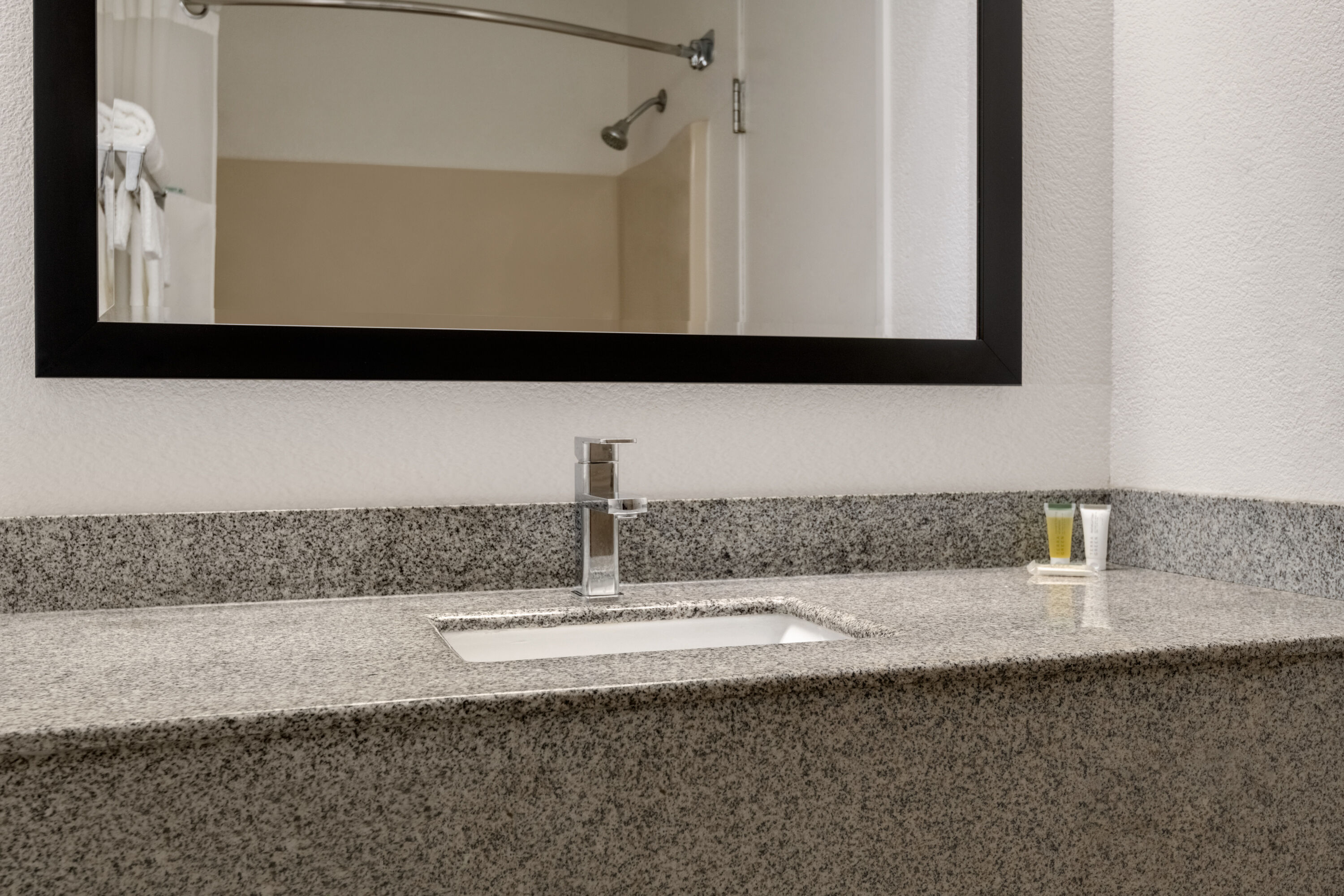 Guest room bath at the Days Inn by Wyndham Lexington in Lexington, North Carolina