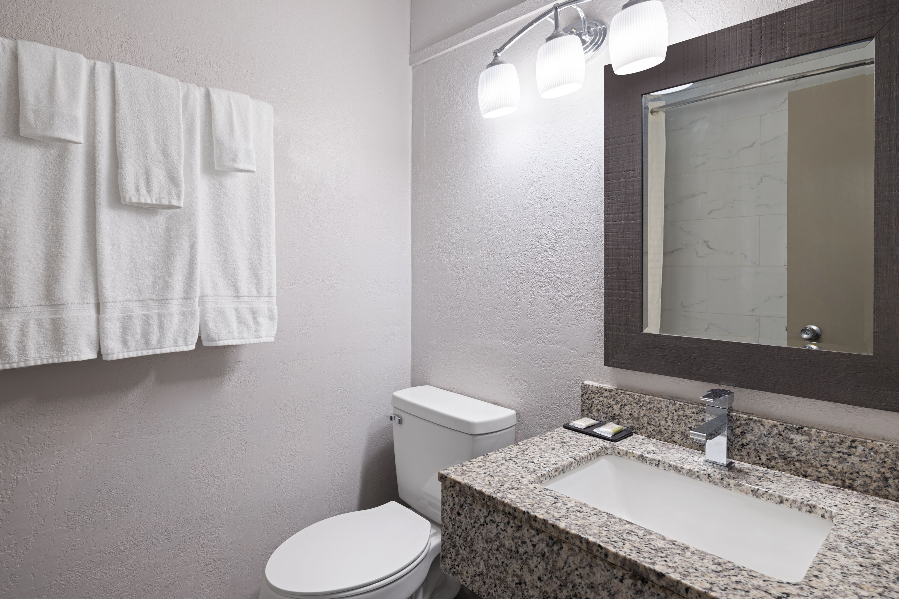 Guest room bath at the Days Inn by Wyndham Salisbury, NC in Salisbury, North Carolina