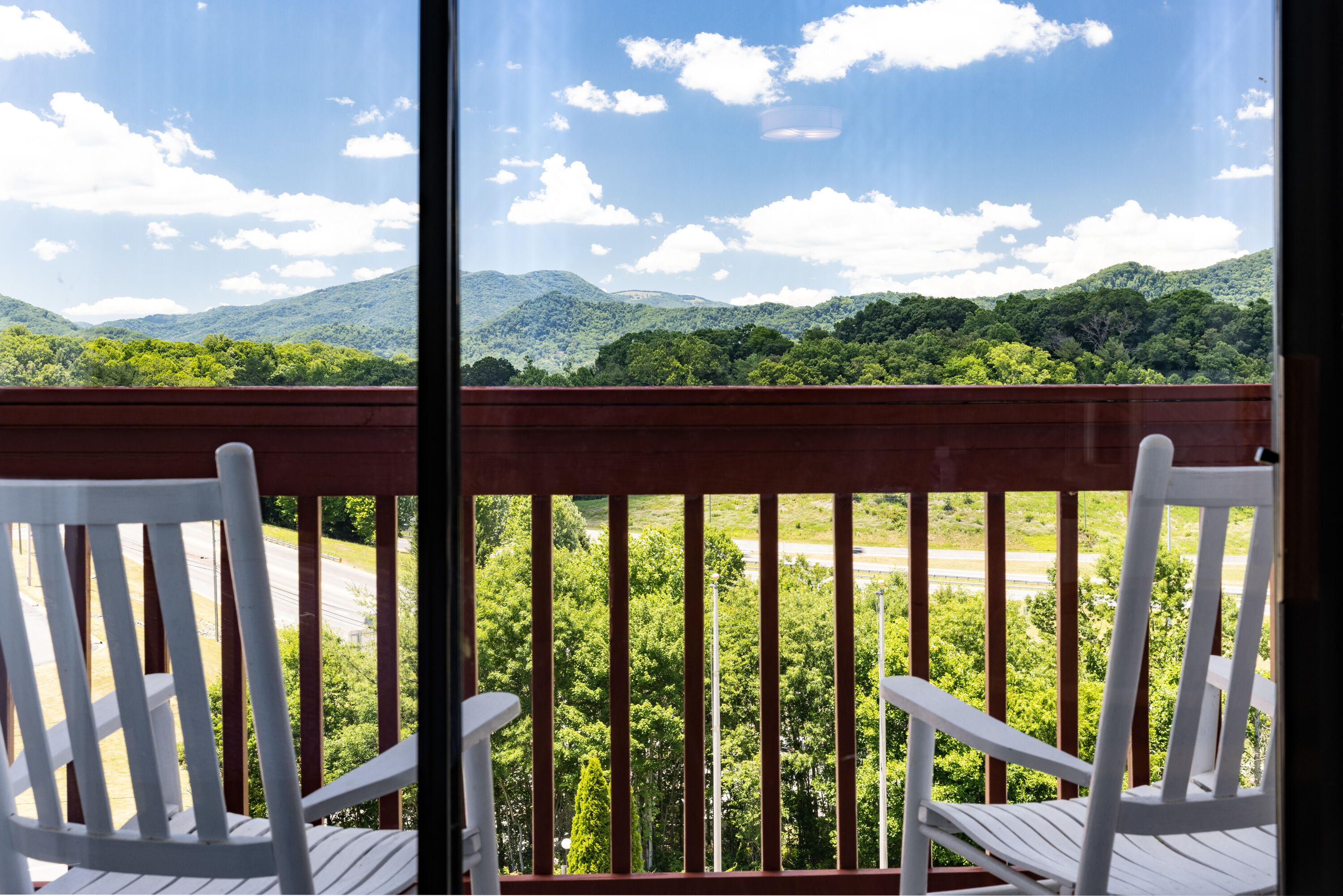 Guest room patio at the Days Inn by Wyndham Waynesville NC in Waynesville, North Carolina