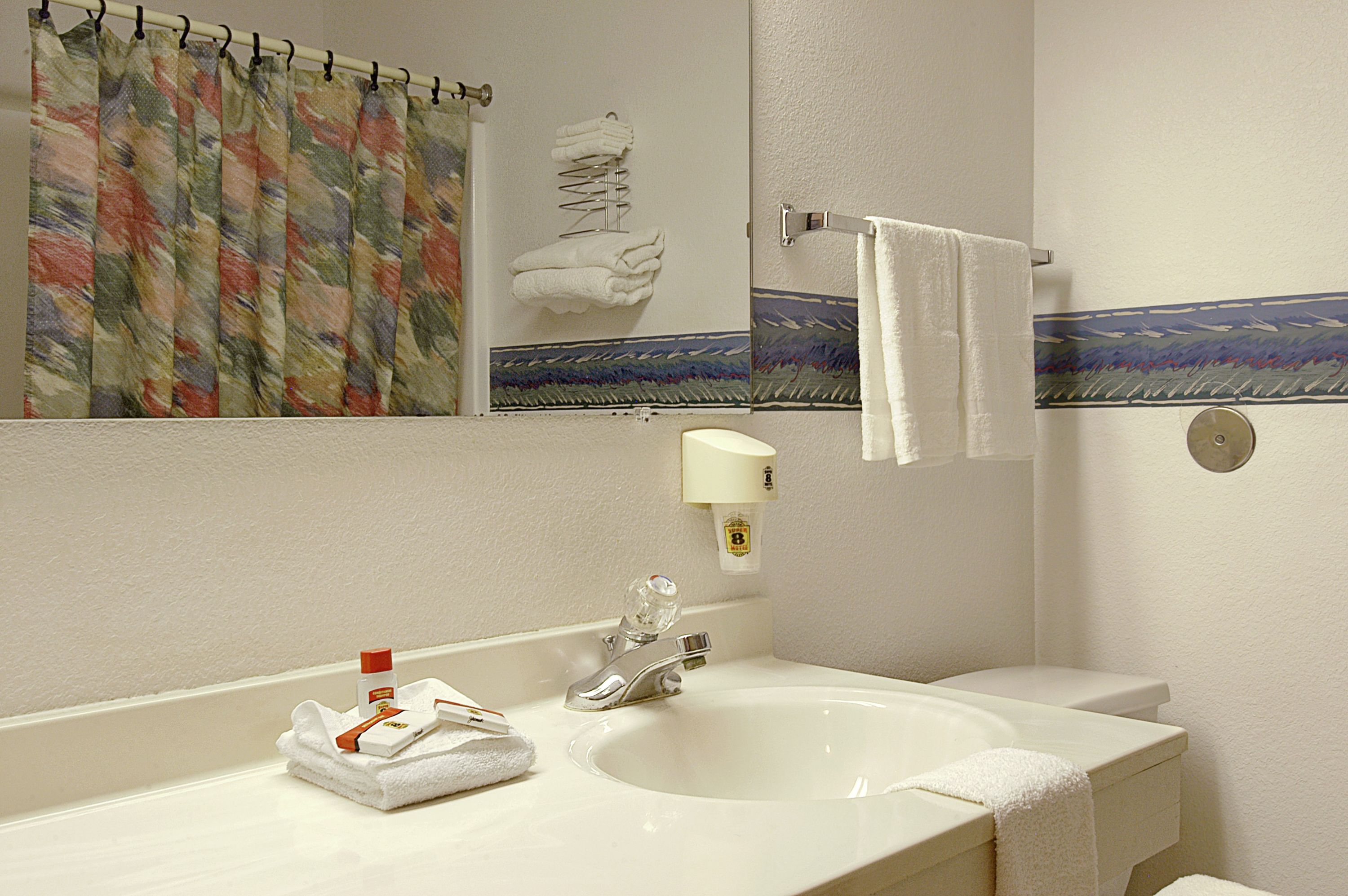 Guest room bath at the Days Inn by Wyndham Omaha/West Dodge in Omaha, Nebraska