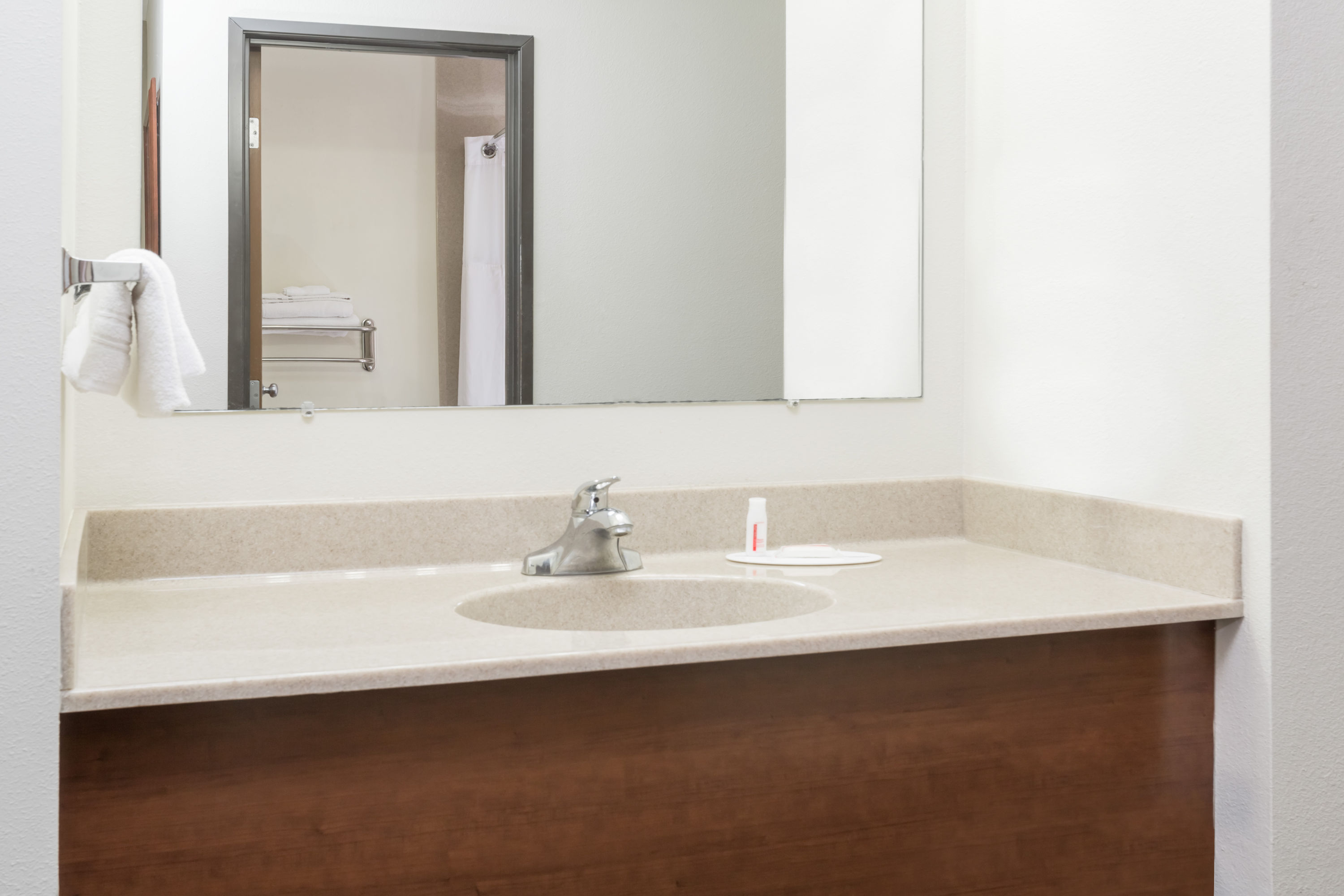 Guest room bath at the Days Inn by Wyndham Sidney NE in Sidney, Nebraska