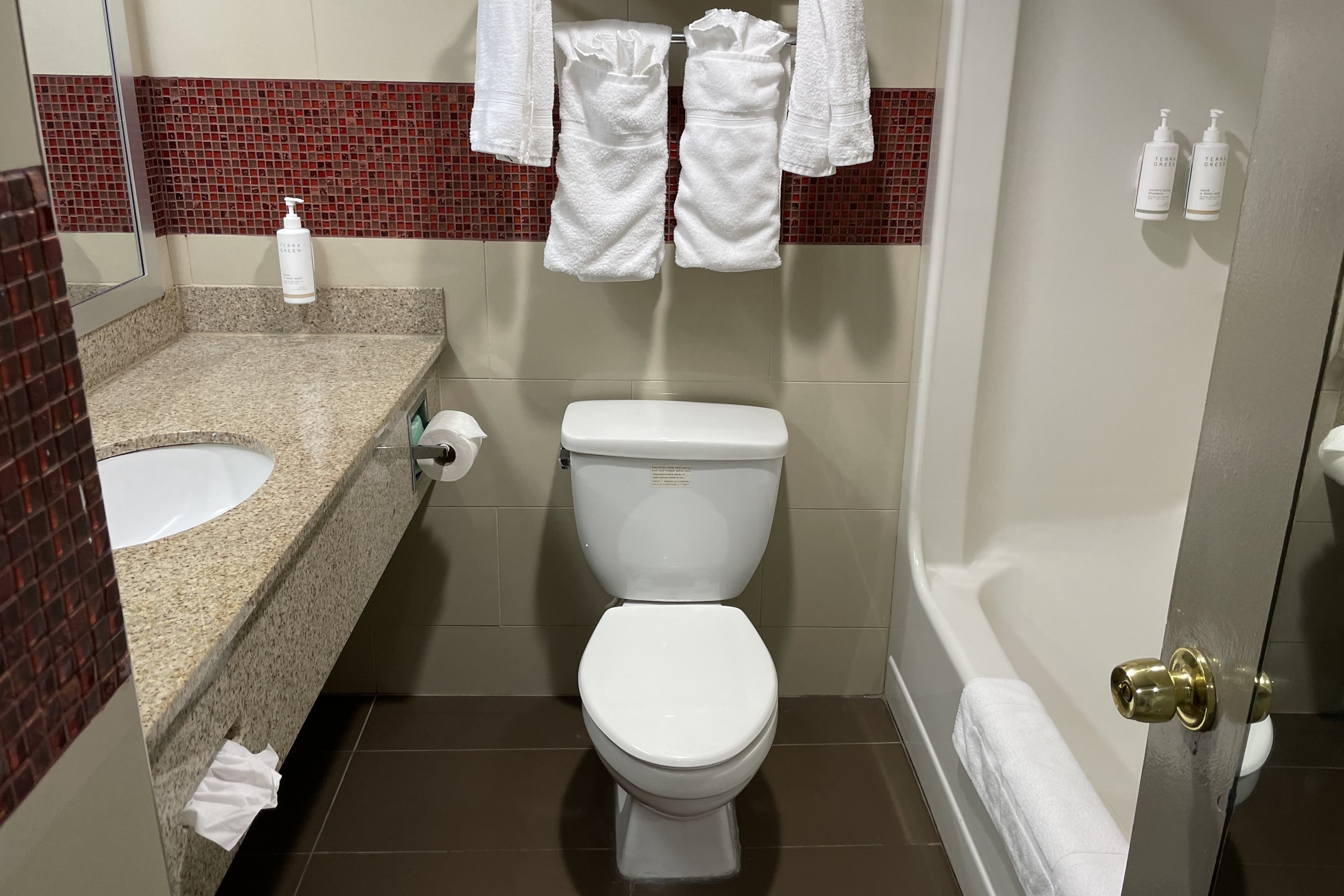 Guest room bath at the Days Inn by Wyndham Jersey City / NYC Area in Jersey City, New Jersey